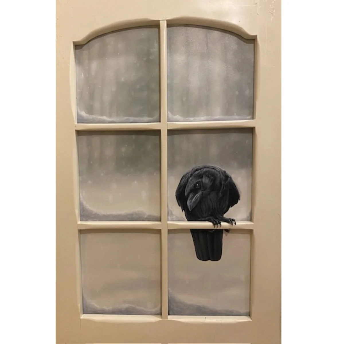 “ Windows” crow with feet 22x36 Oil on canvas.jpeg.jpg