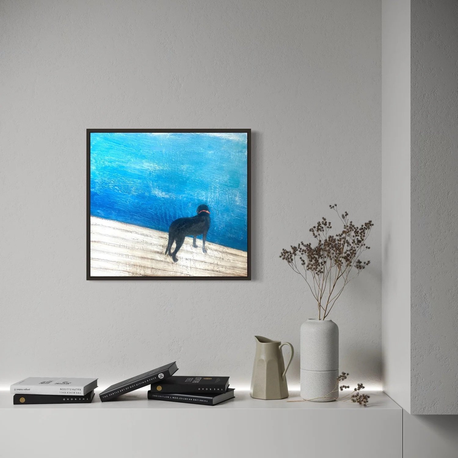 Susan Wallis - Just a Dog on a Dock Planning His Day