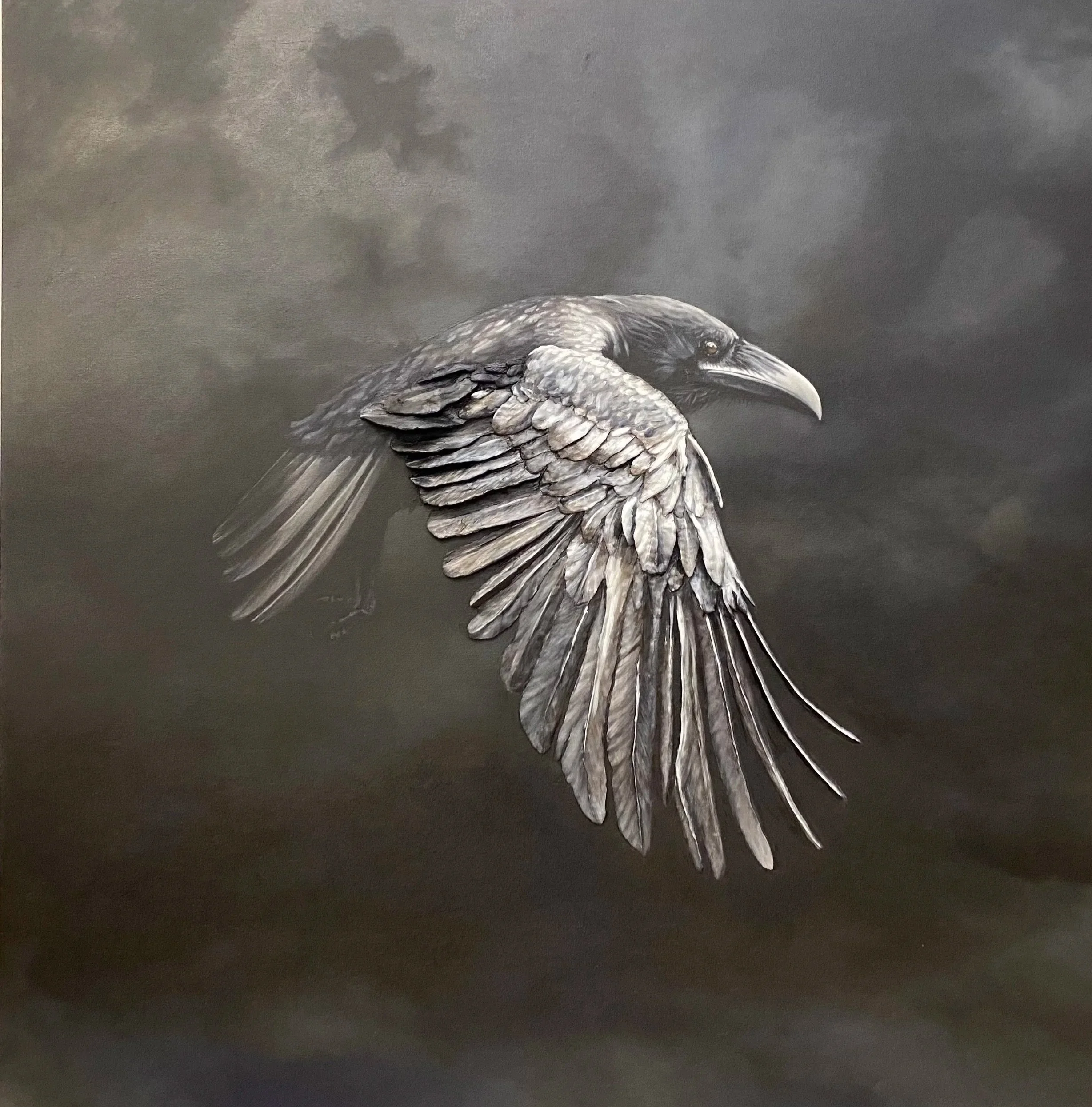 The+Flight+Of+The+Raven+48x48+Oil+on+canvas+_+Japanese+clay.jpg
