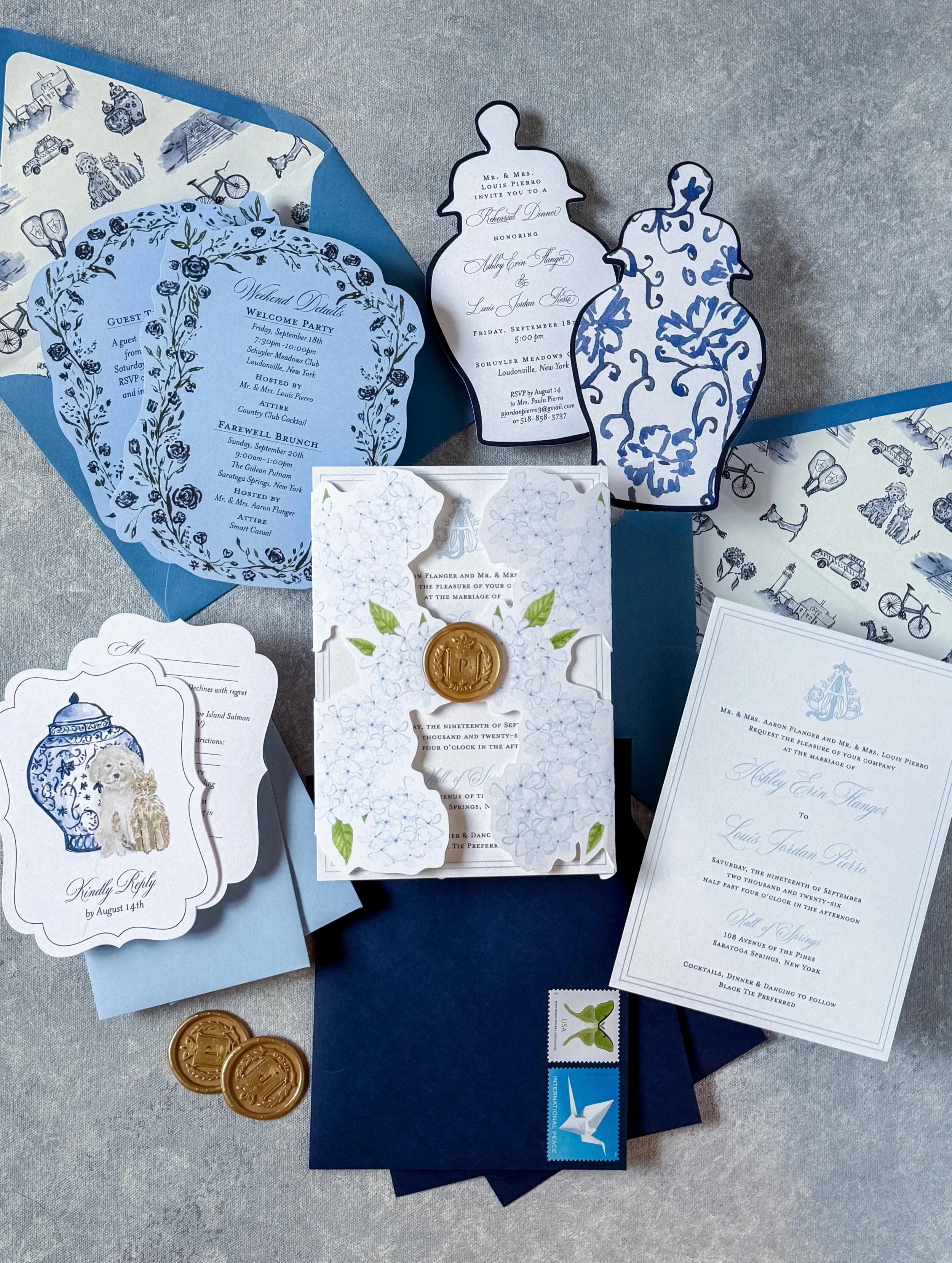 Congratulations to Ashley and Jordan! 🤍💙🩵
I loved working with you to bring your wedding invitations to life!
Flatlay by me @lilyandkaystudio 

Planning: @cweventsfirm @jordan_e_bishop 
Photo: @jpelario 
Venue: @hallofsprings 
Floral: @surrounding