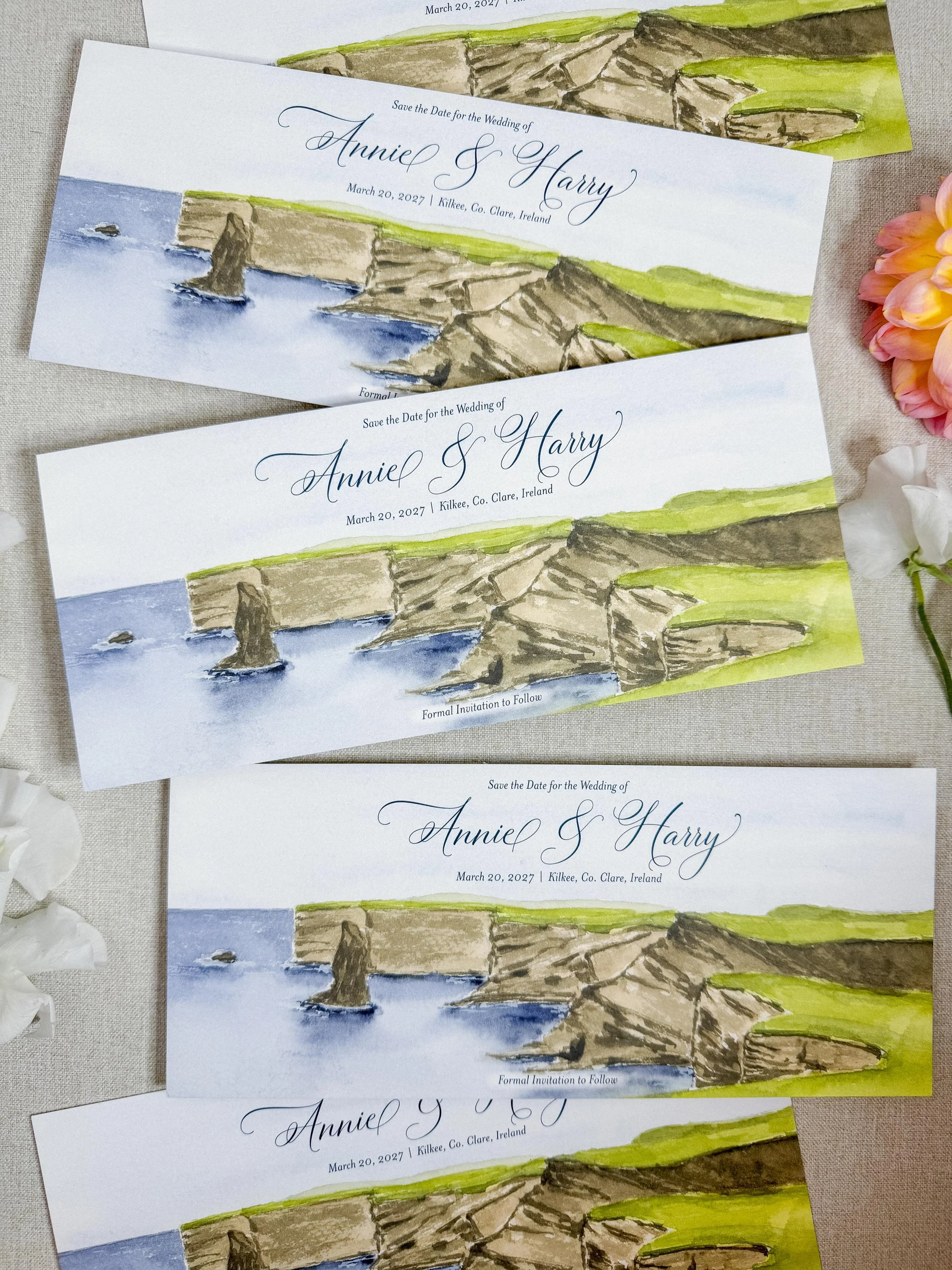 Worked on some very special save the dates recently 🇮🇪 
So excited for the invitations 💛🍀💙
&bull;
&bull;
&bull;
# 
Hand painted watercolor, Destination wedding, custom watercolor wedding invitations, custom map, international wedding, luxury wed