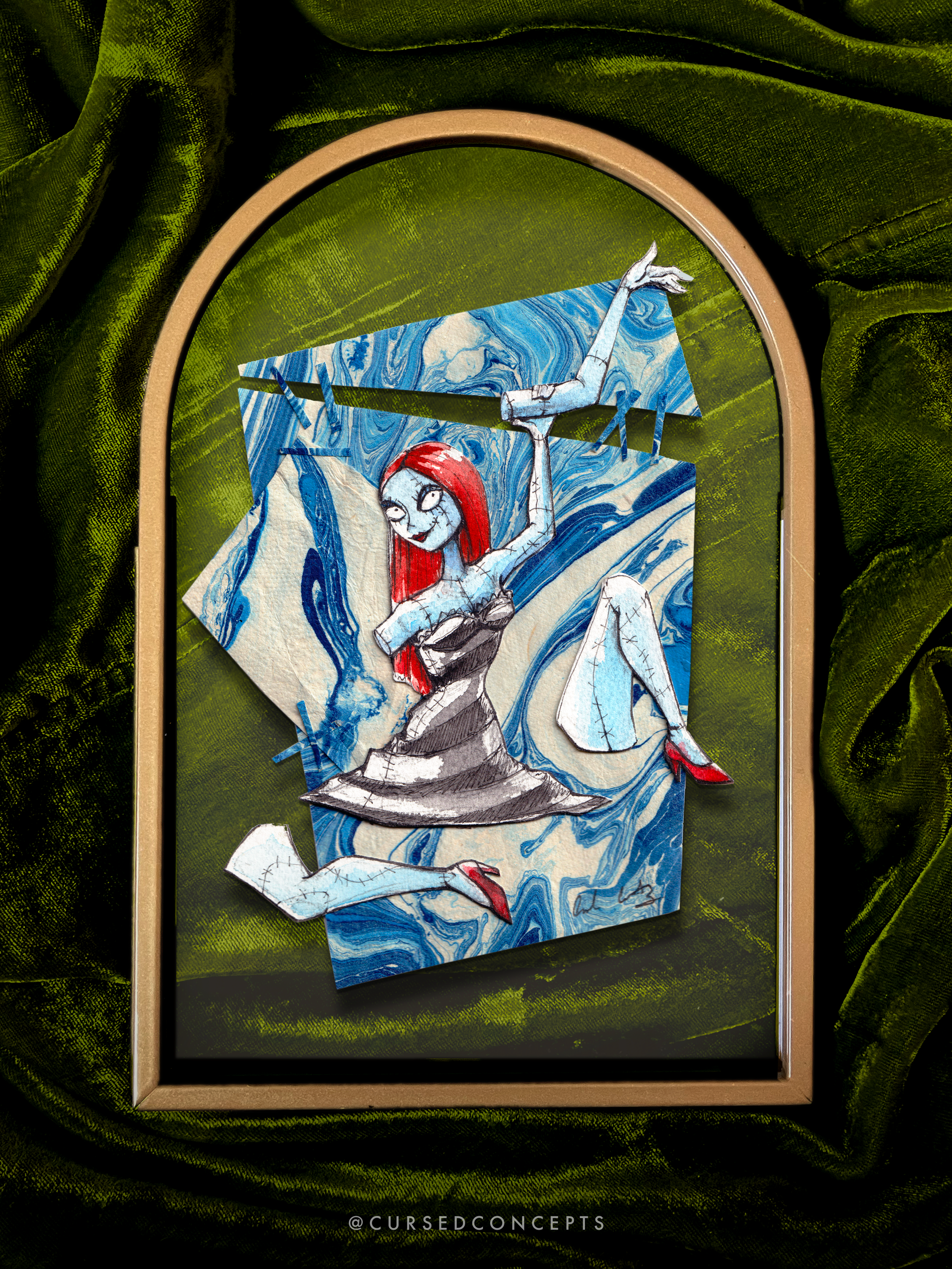 "Assembly Required" Original Watercolor Collage Painting + Pin Bundle