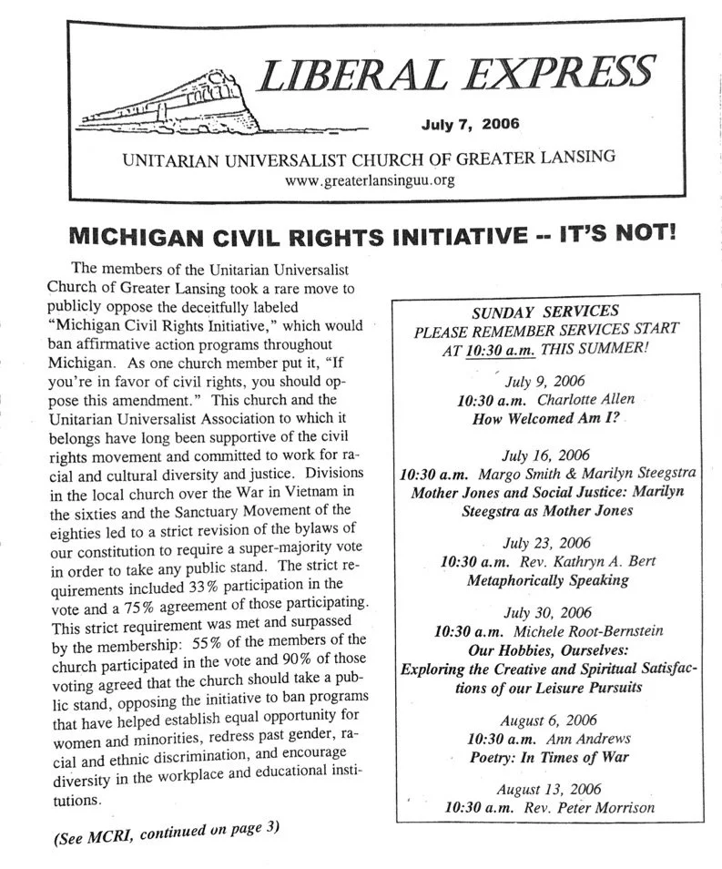 From the Archives: Summer at UU Lansing – July 7, 2006