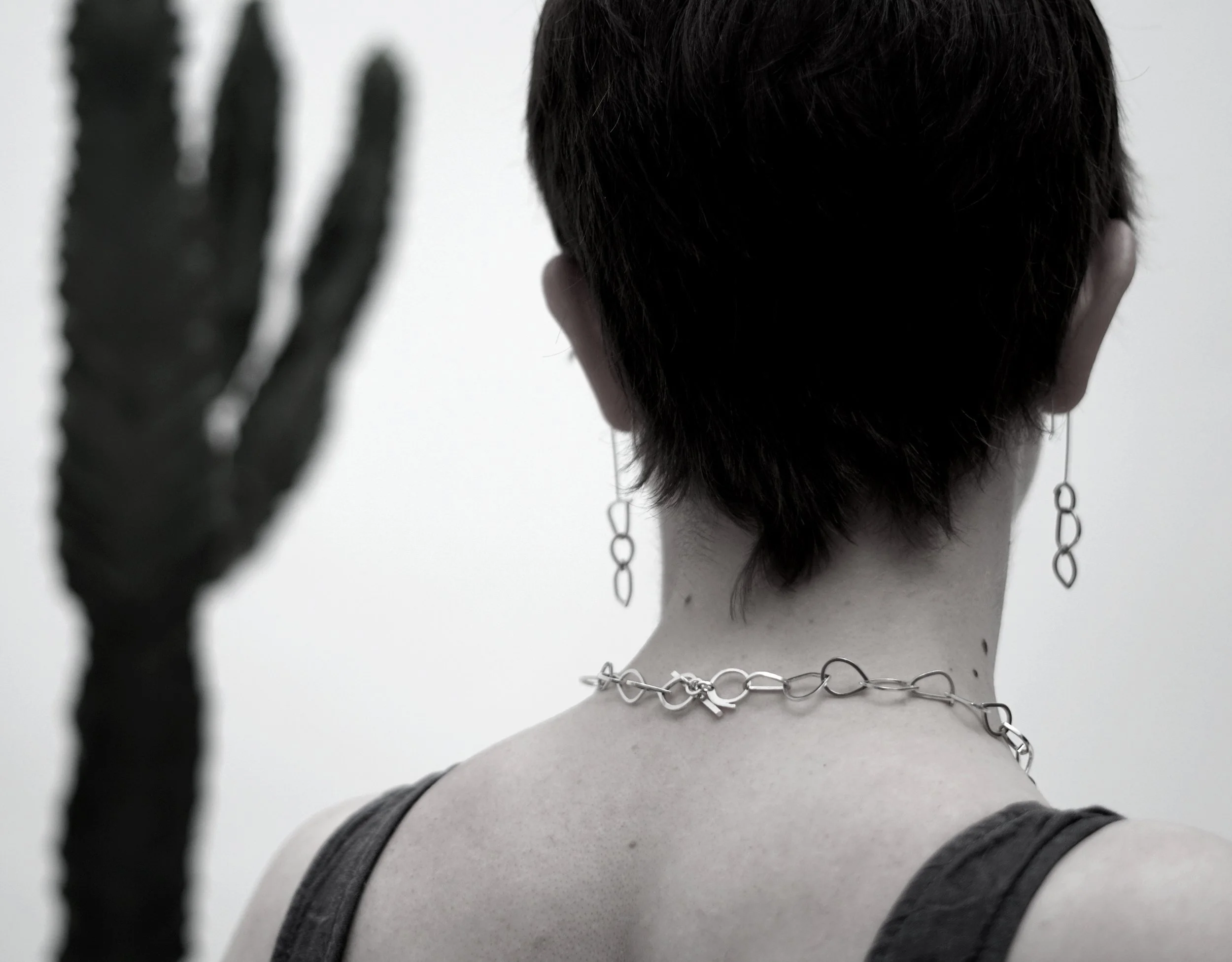 Polished Silver Chain Drop Earrings