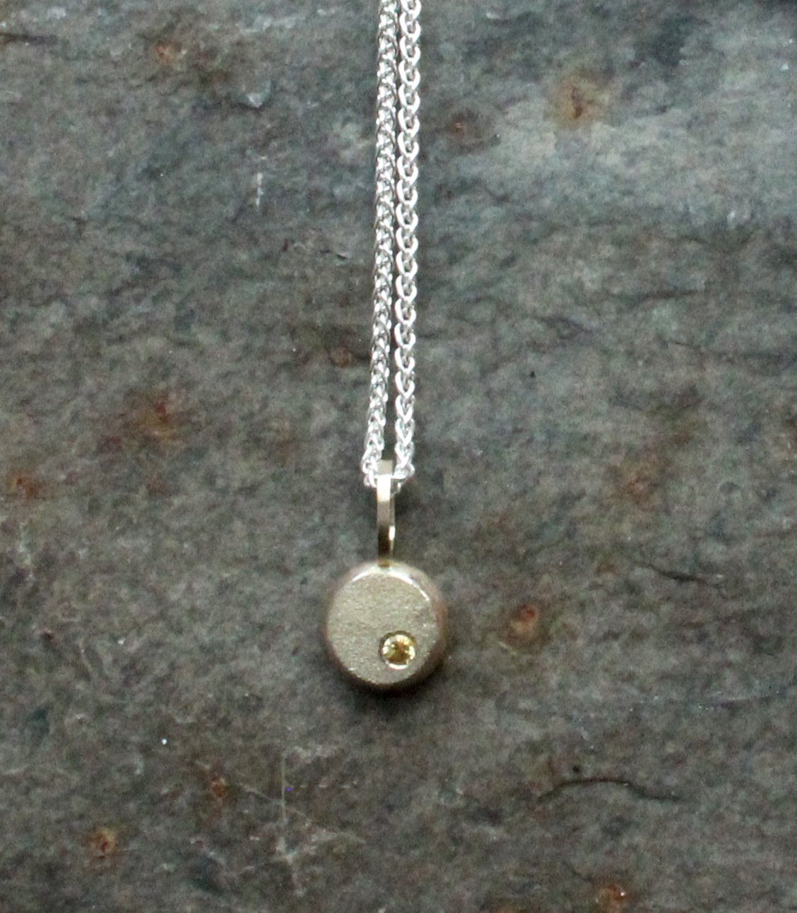 Yellow Gold Sand Pebble Pendant with Sapphire 2.jpg