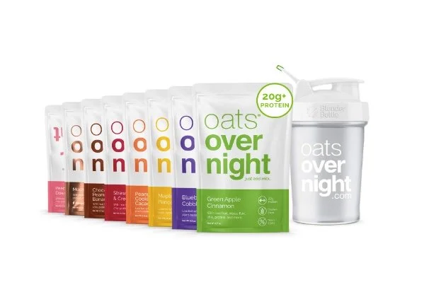 Oats Overnight - Party Pack Variety (8 Meals PLUS BlenderBottle ) High Protein, Low Sugar Breakfast Shake - Gluten Free, Non GMO Oatmeal
