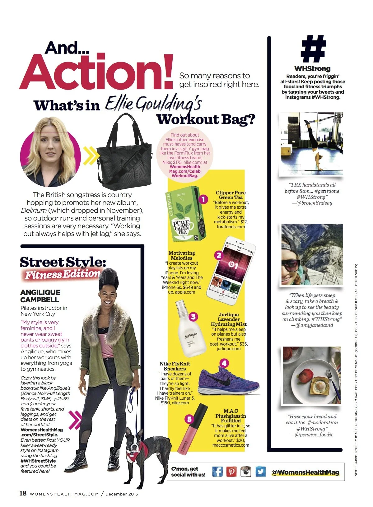 Ellie Goulding Women's Health December 2015 Workout Bag