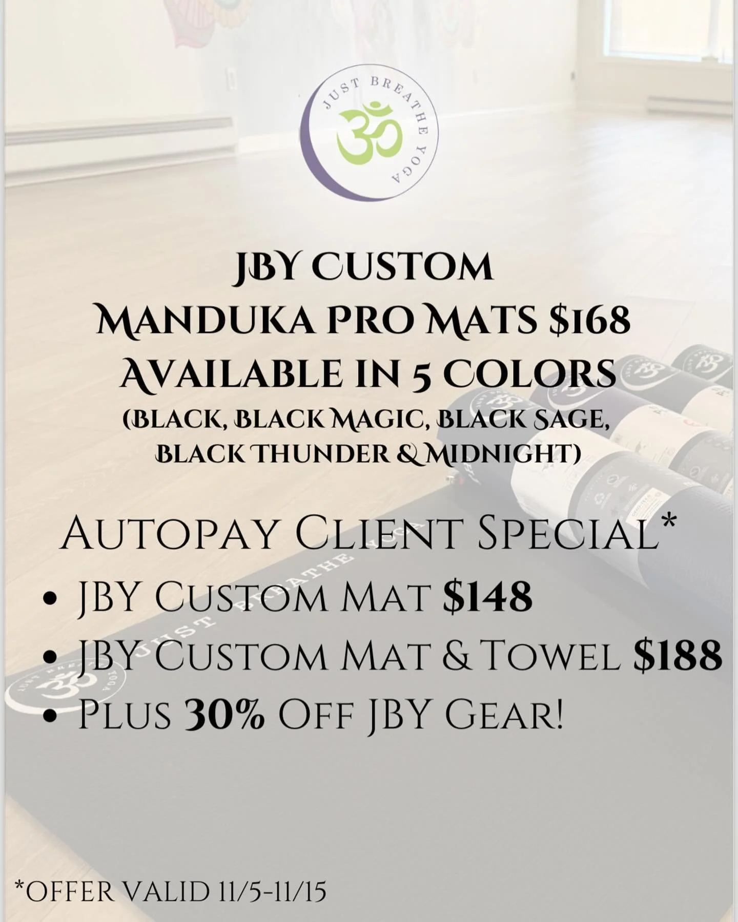 New custom JBY @mandukayoga yoga mats . 🙏🏽

#yogamat #justbreatheyogawellness #jby #yogamat #yogastudio #sayville #massapequa