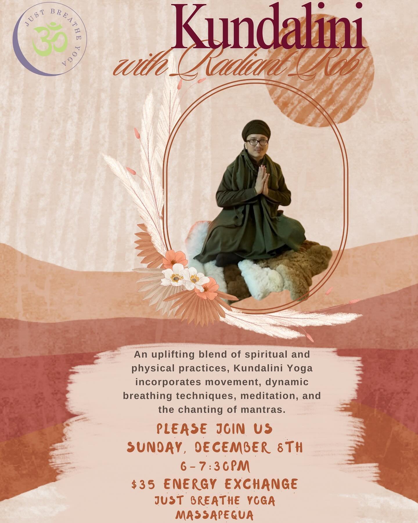 Radiant Rob 
Kundalini December 6th 6pm @justbreatheyoga_massapequa location . Sign up today on MINDBODY ✨

#kundalini #justbreatheyogawellness #jby #yoga #massapequa