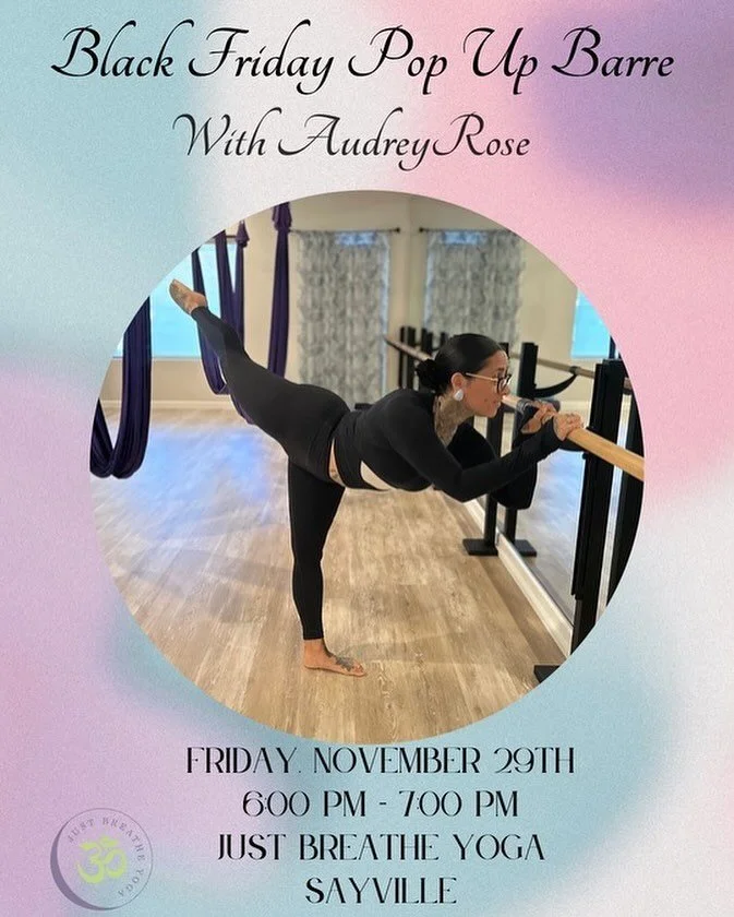 Black Friday Pop up Barre class with @audreyroseyoga ✨ 6pm - spots are limited ✨

#barre #sayville #jby #barreclass #yogastudio #longislandyoga #hotyoga #yoga #barrefitness