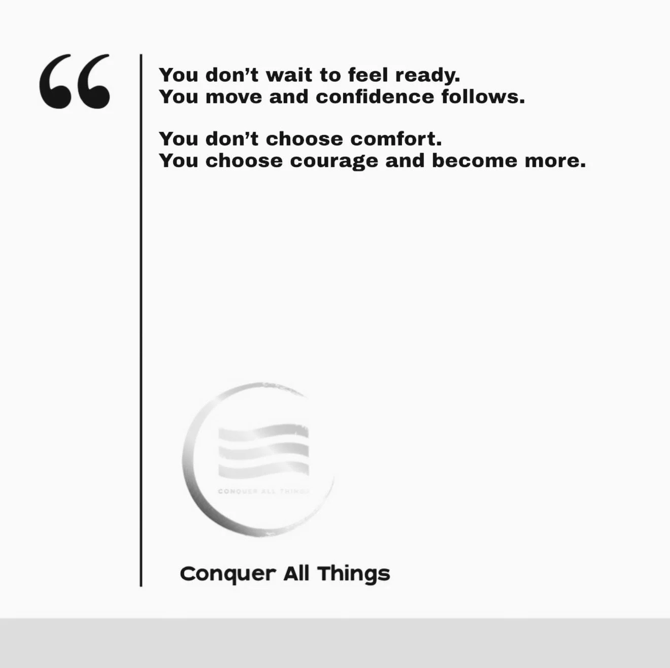 There&rsquo;s never a perfect moment to begin. If you&rsquo;re waiting to feel ready, you&rsquo;ll wait forever.⏳

Readiness doesn&rsquo;t come first, action does. And in that action, confidence starts to build.💪🏻

The truth is, nothing really shif