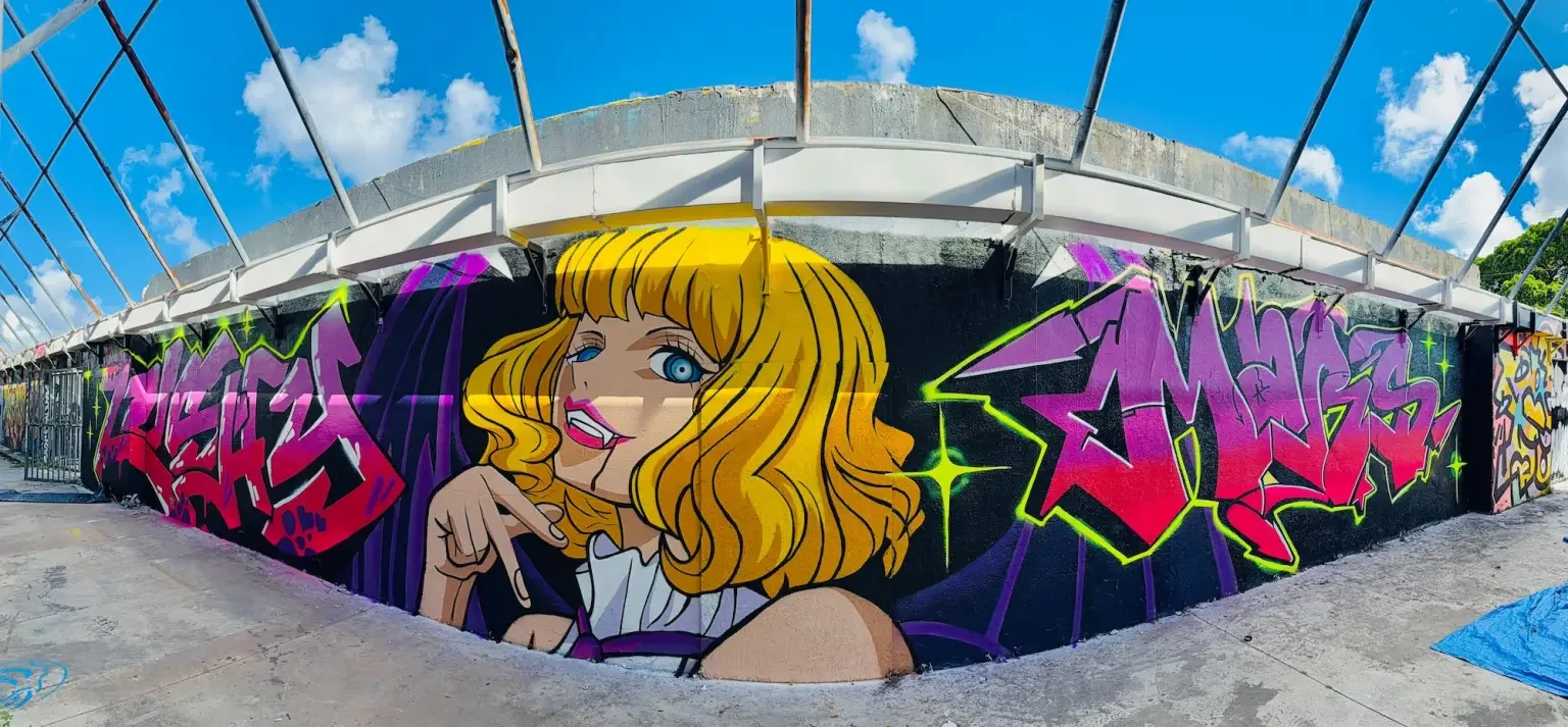Lushy and Mars collaboration mural for III Points at the RC Cola Plant in Wynwood