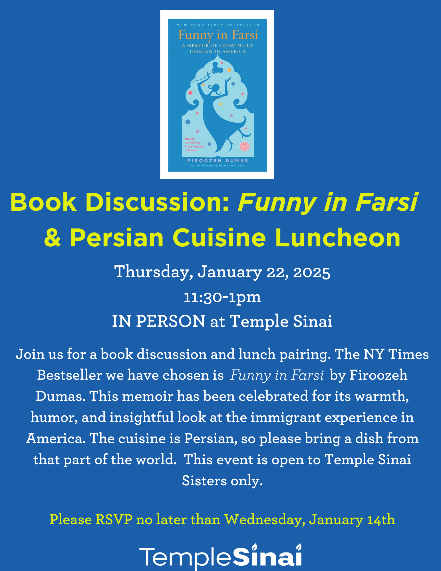 Sisterhood Book Discussion and Persian Cuisine Luncheon