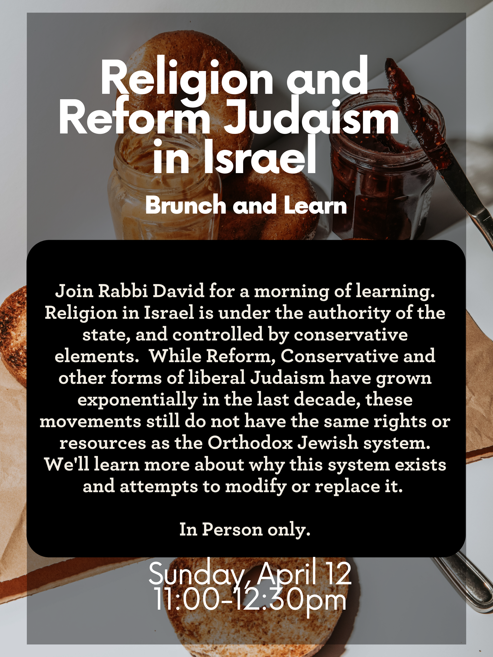 Brunch and Learn: Religion and Reform Judaism in Israel