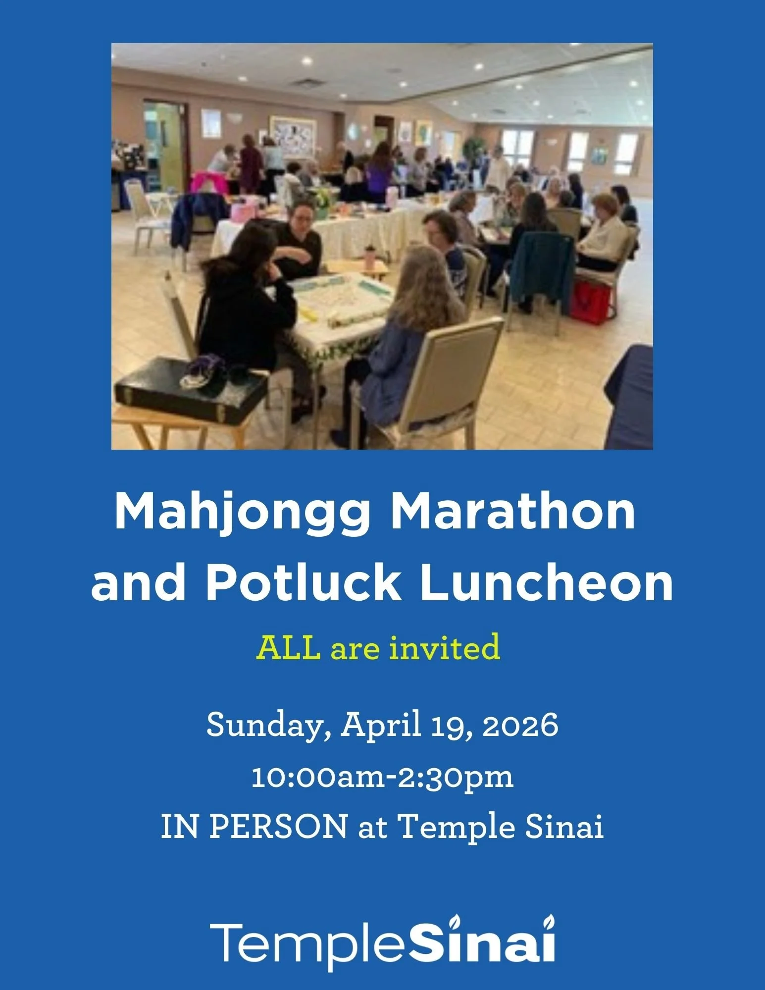 Sisterhood Mahjongg Marathon and Potluck Luncheon 