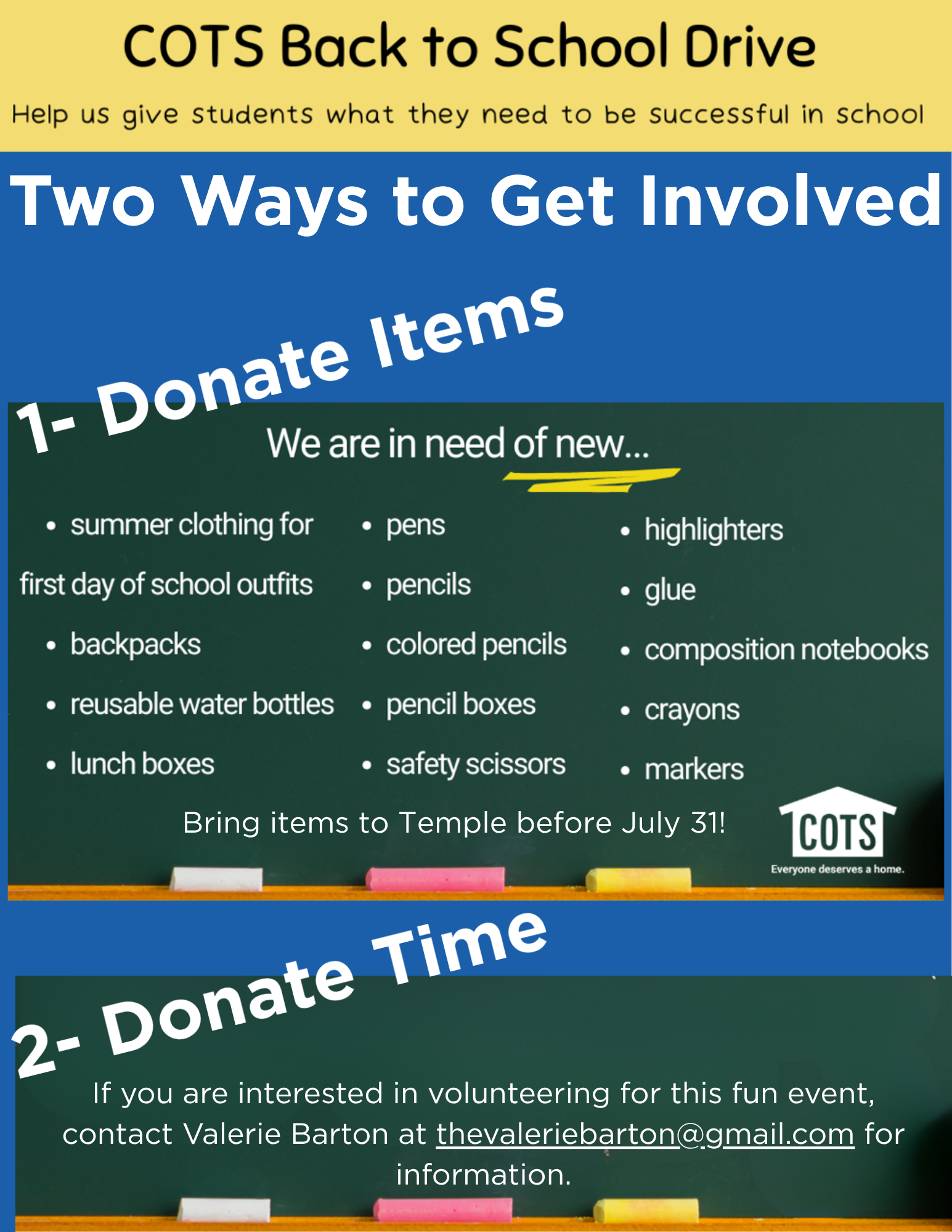 COTS Back to School Bonanza
