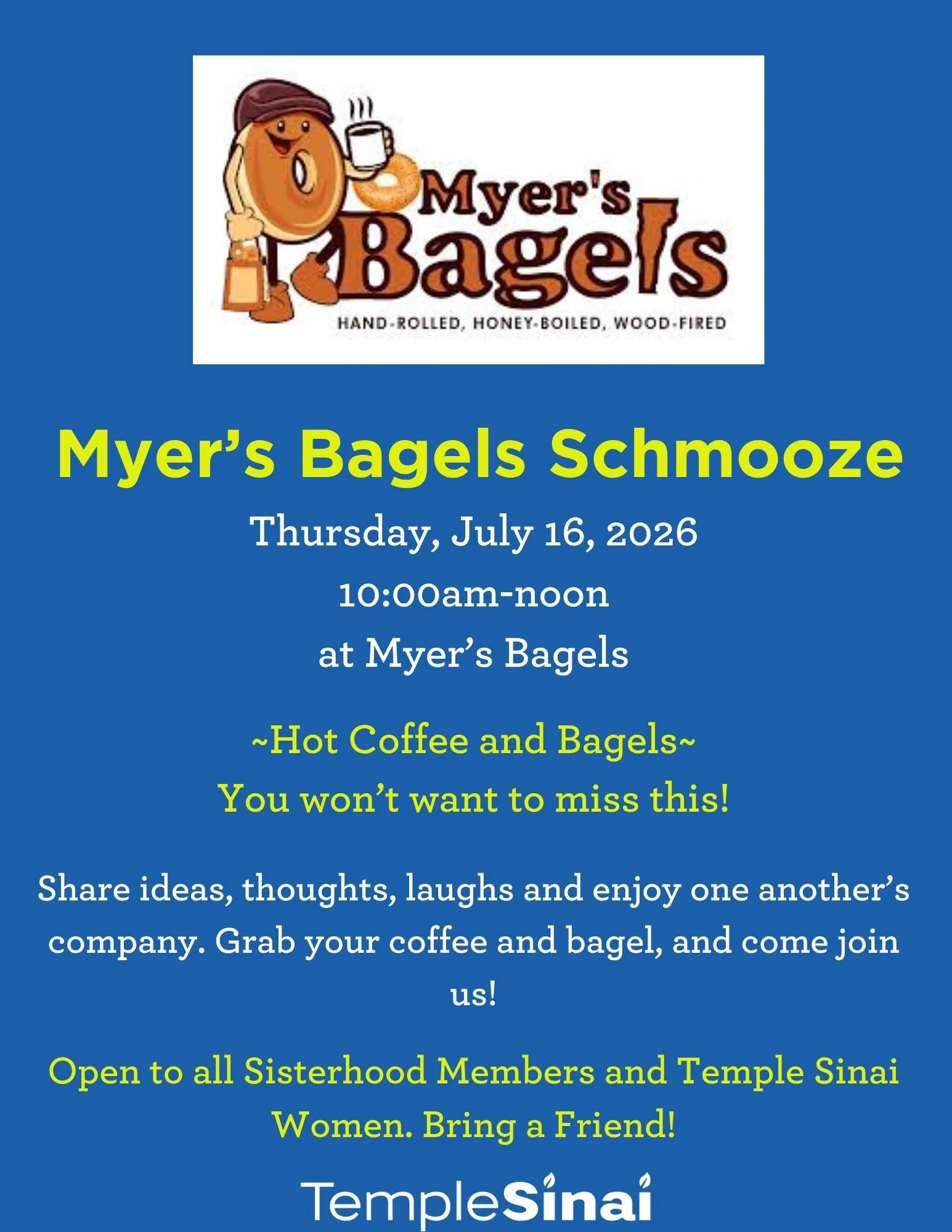 Sisterhood Myer’s Bagels Schmooze 