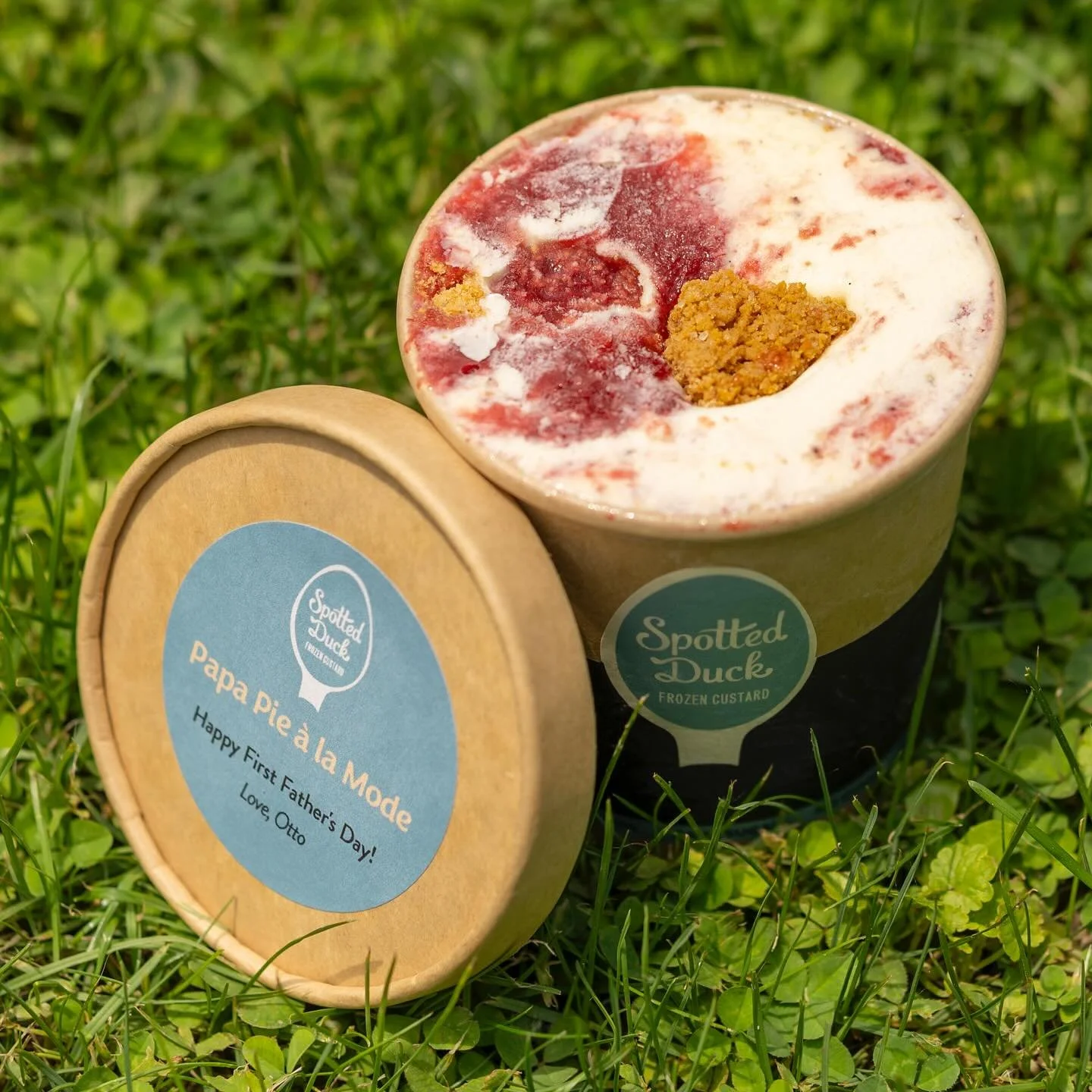 Custom ice cream, made just for you! Like &ldquo;Papa Pie&rdquo;, a Father&rsquo;s Day dream of vanilla custard with a strawberry rhubarb swirl and graham cracker crumble. Celebrating a special someone or event? We&rsquo;d love to help bring your ice