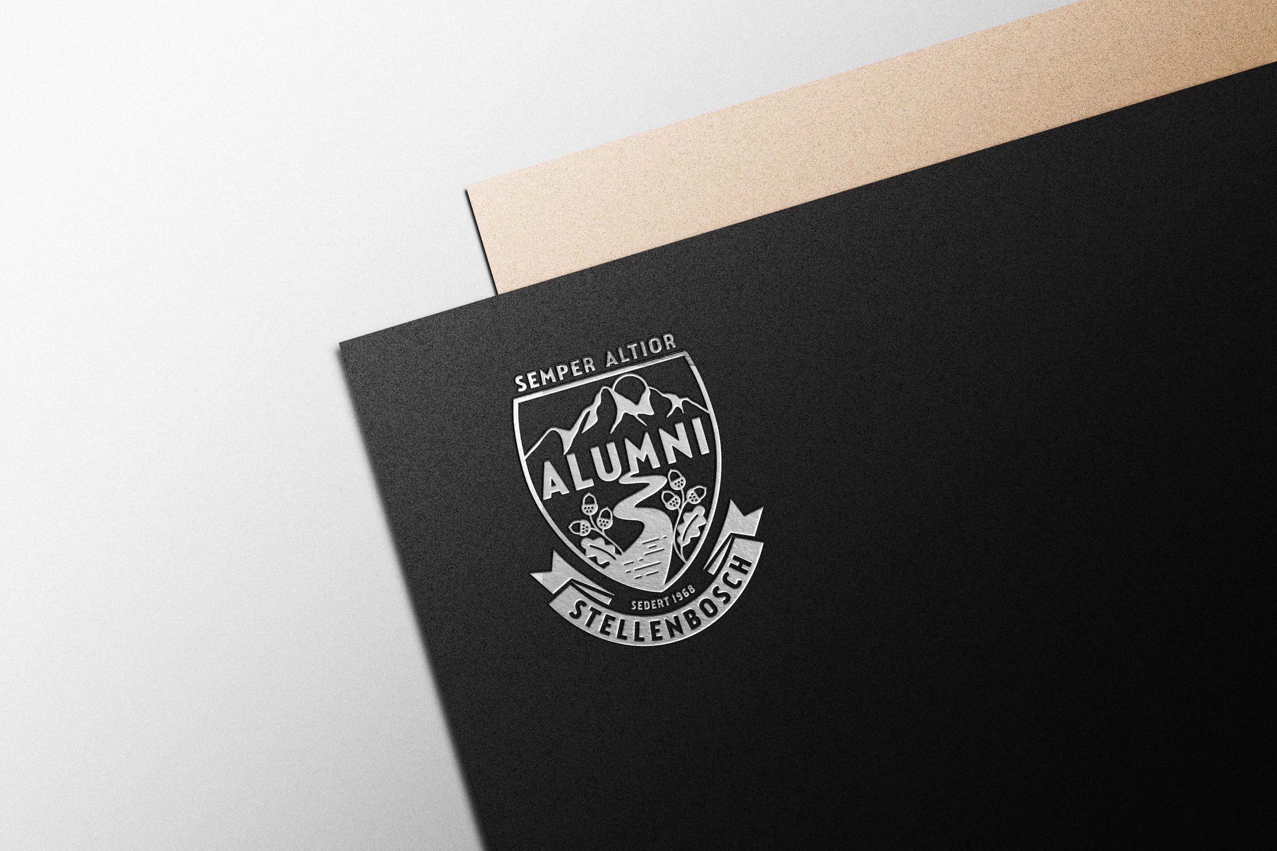 Hoërskool Stellenbosch Alumni Logo Design on paper silver foil