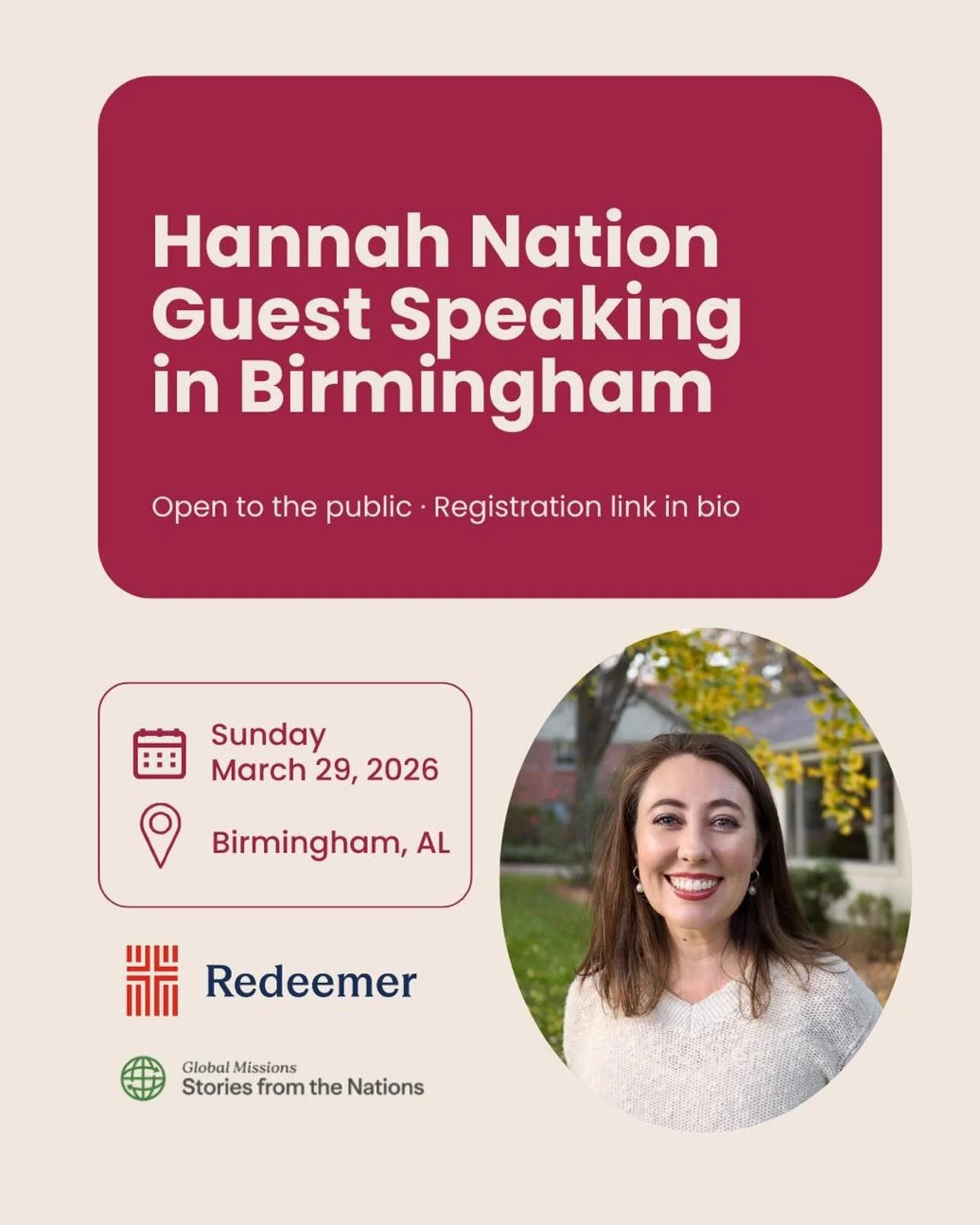 Hannah Nation, CHCT&rsquo;s Managing Director, will be guest speaking at Redeemer Community Church on March 29 at 5:30 PM CDT. She will be sharing vital stories of how God is working within the persecuted church in China.

This event is part of RCC&r