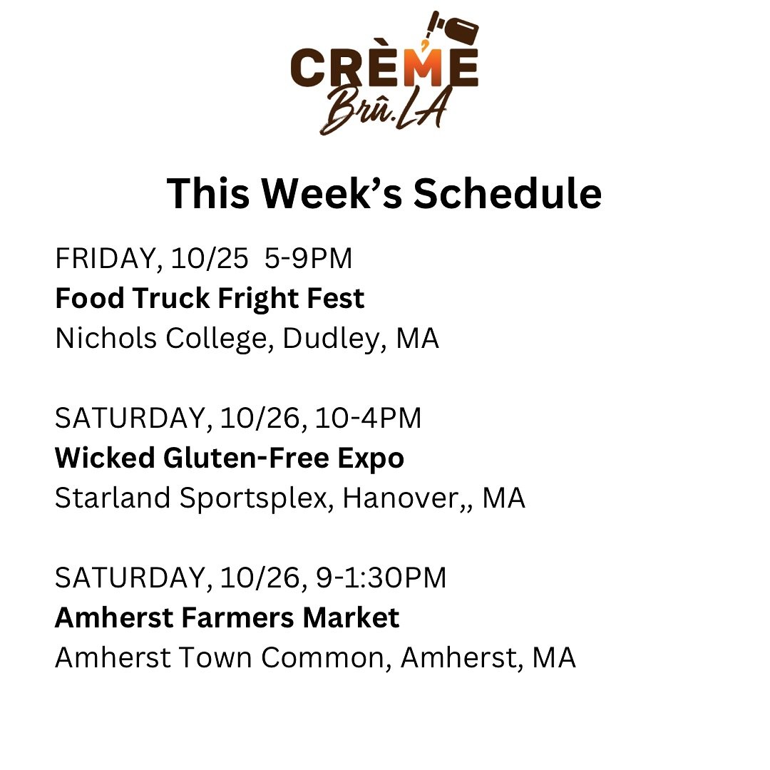 Just a few events remaining in our season, so we hope we can find you this weekend. First, Fright Fest Friday 10/26 @nichols_college in #dudleyma with @wootrucks. Then we&rsquo;re at our last eastern mass gig of the year, for the 10/26 @wickedglutenf
