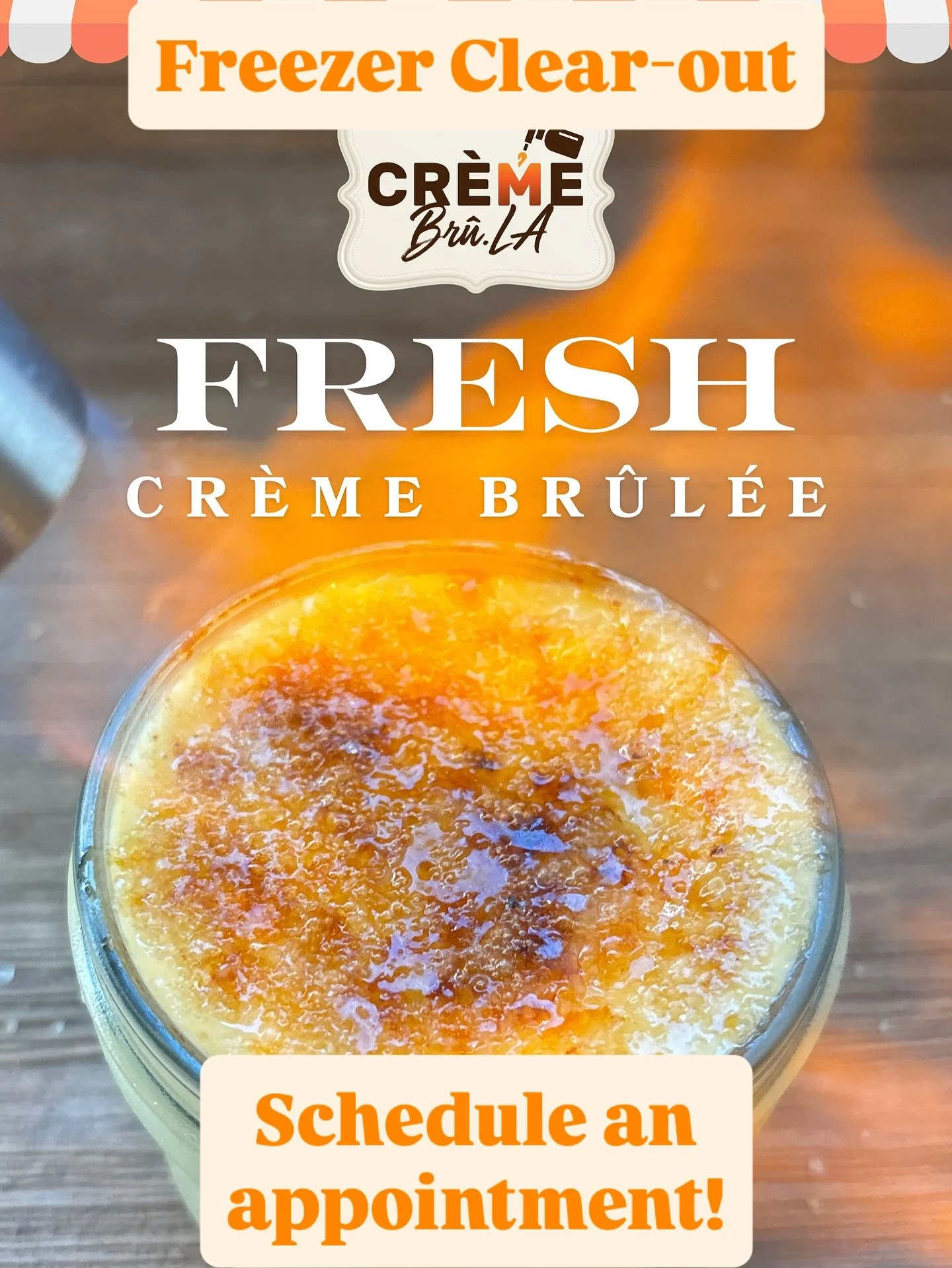 END-OF-SEASON FREEZER CLEAR-OUT

We are closing out the 2025 season with A LOT of frozen cr&egrave;me br&ucirc;l&eacute;e on hand, heavy on Pumpkin Spice, and also plenty of Vanilla, Maple, and Cappuccino.

They are in perfect shape now and will stay