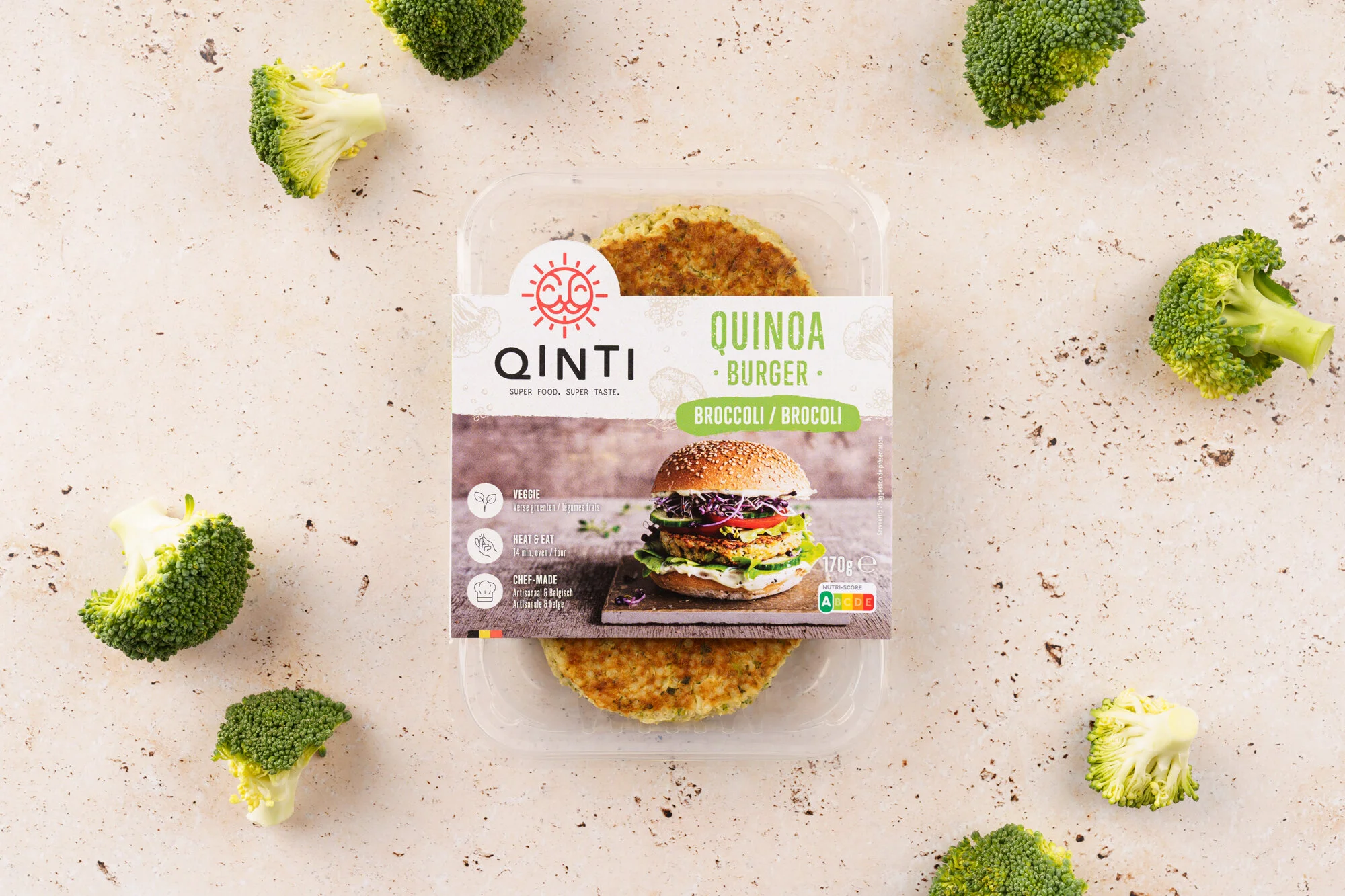 QINTI burger met brocolli