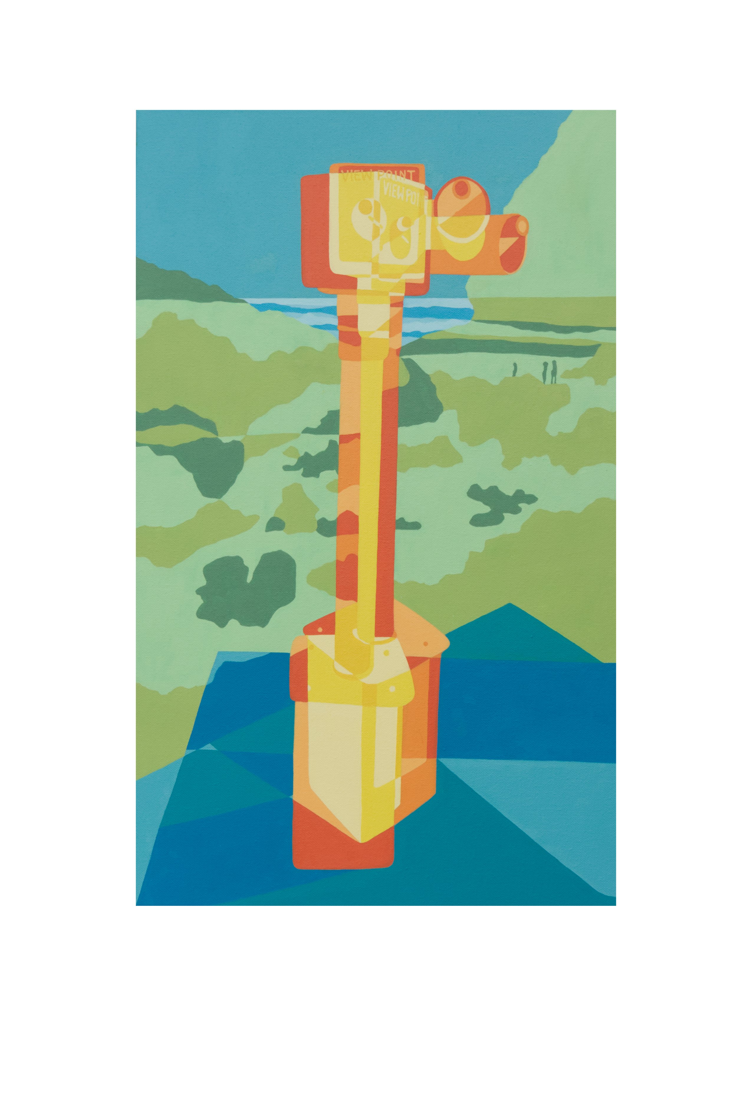 Beach Telescope 2, Oil on Canvas, 40cm by 65cm, 2023