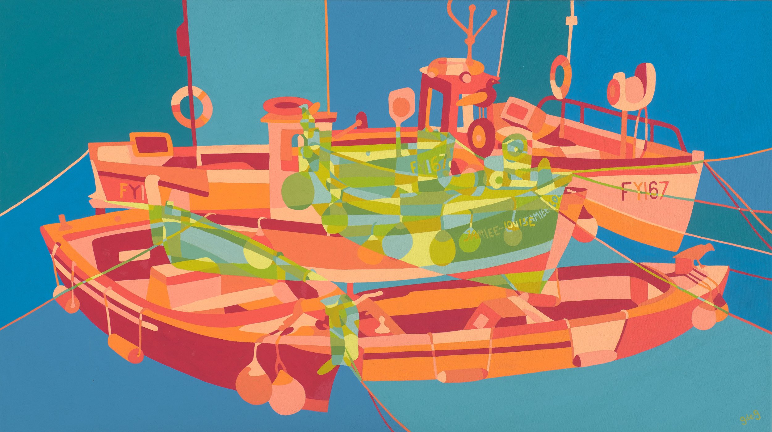 Fishing Boats 2, Oil on Canvas, 80cm by 45cm,