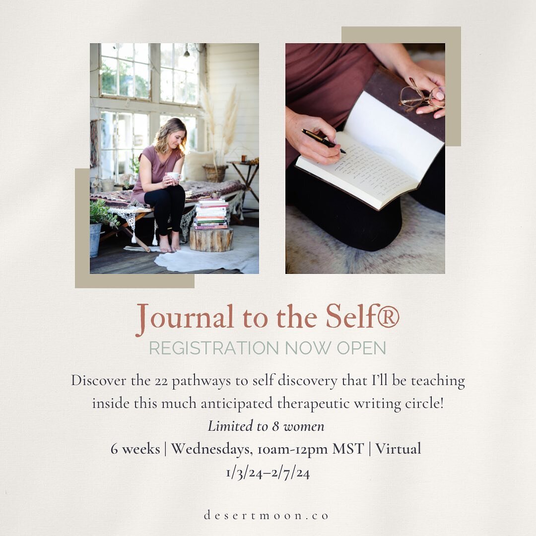 Ooooh friend! Journal to the Self&reg; is finally here! 🎉🎉🎉 
 I have been wanting to host a therapeutic writing circle with like-hearted women for a long time and now you can book your Discovery Call with me to explore if this will be a good fit f