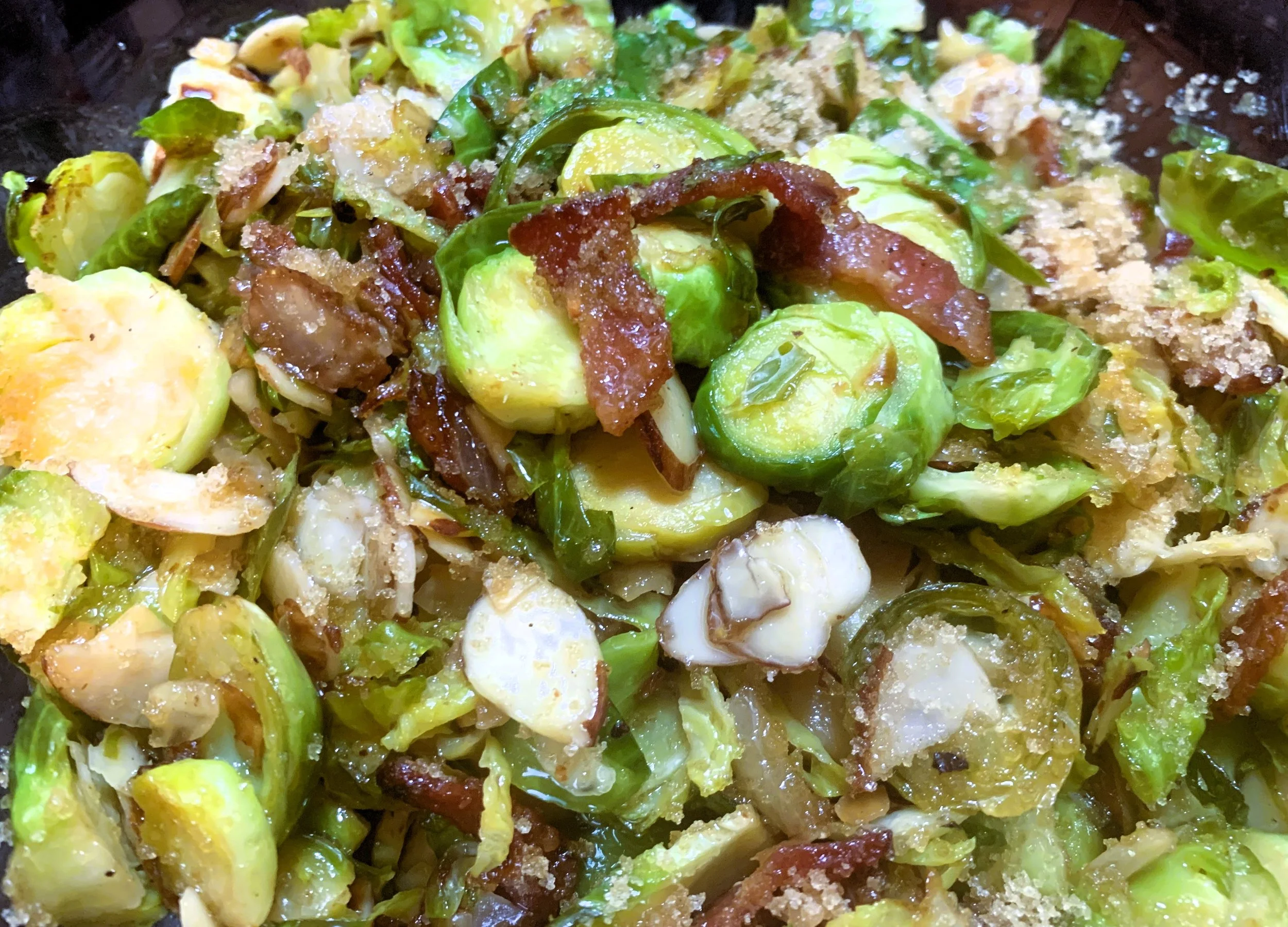 Brussel Sprouts with almonds and Bacon
