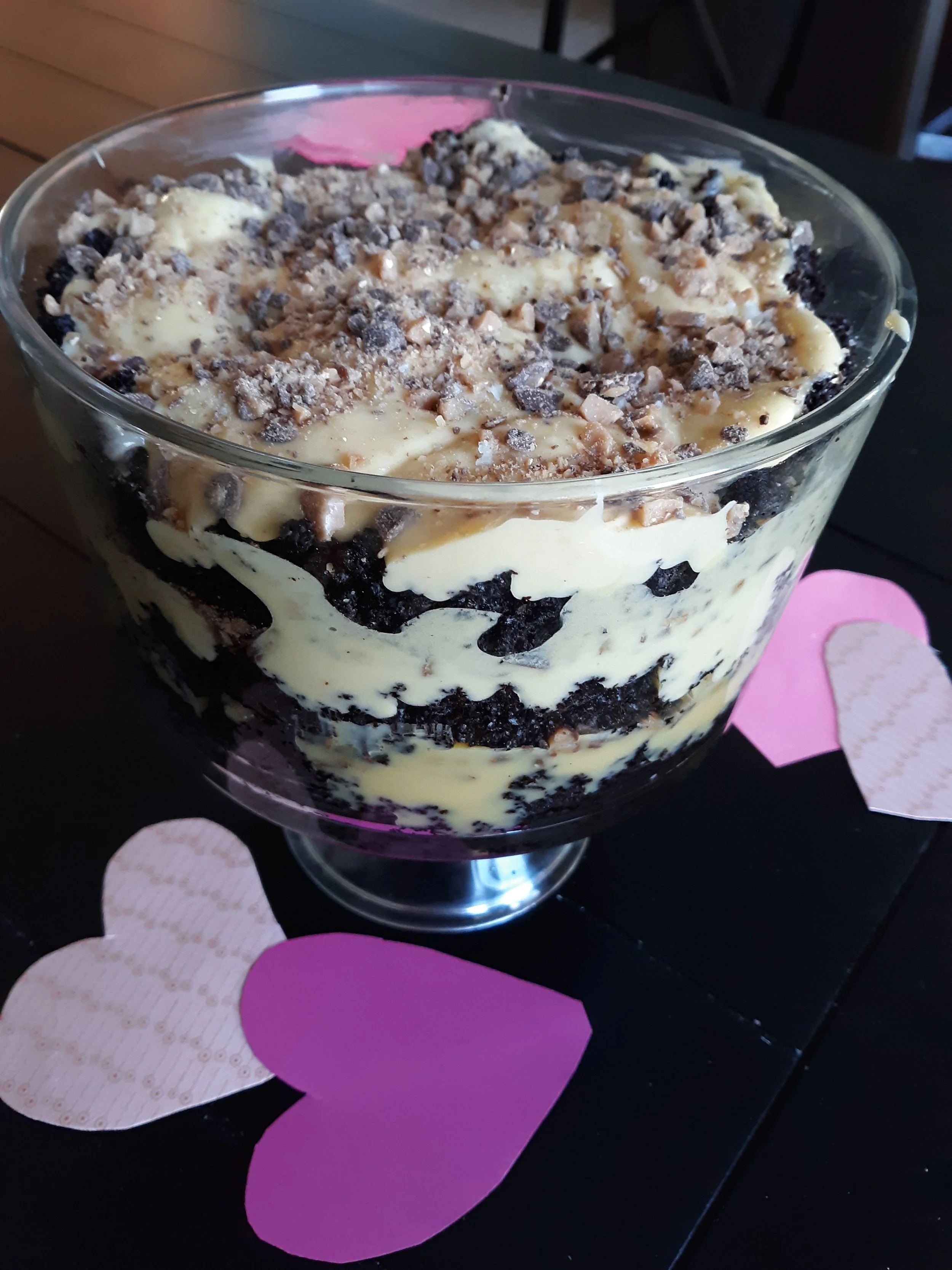 Chocolate Salted Caramel Mousse Trifle (French & British)