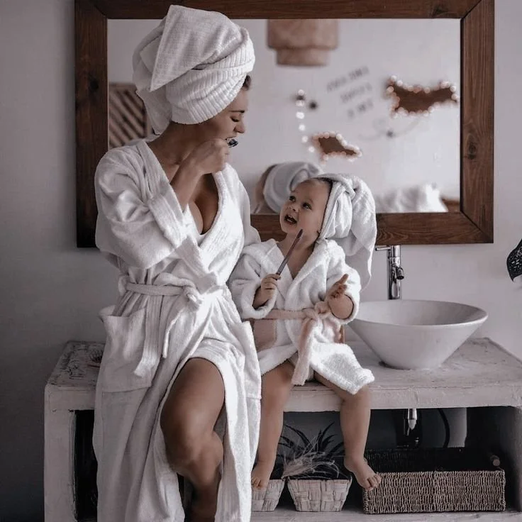 mom and daughter skincare