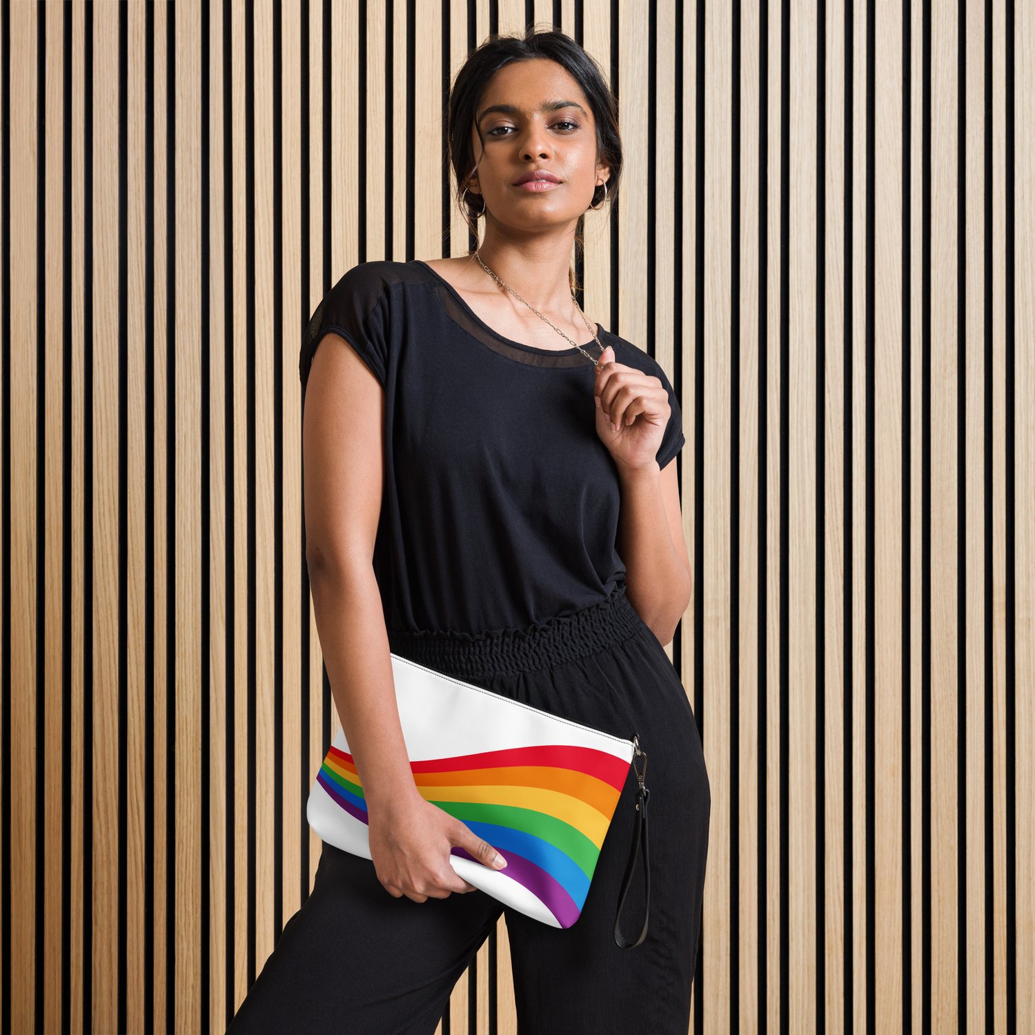 Rainbow Wave Crossbody bag — Mustard Splatter Design