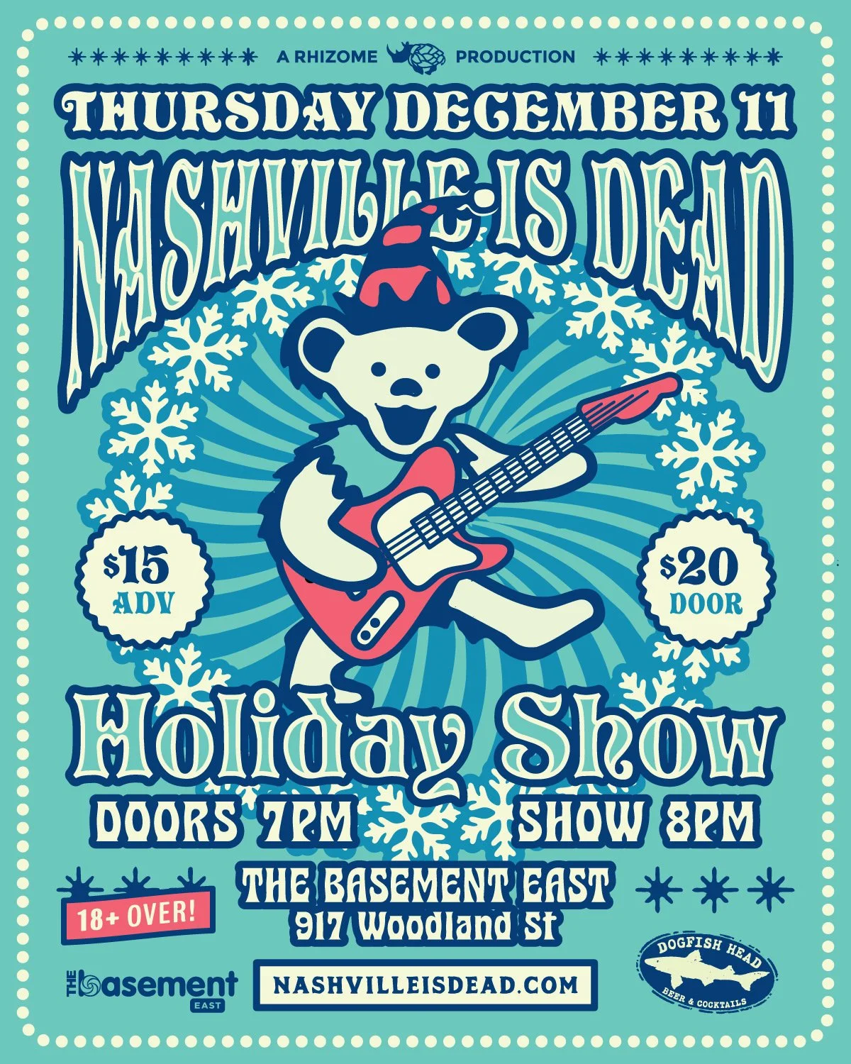 Join us at the @thebasementeast  on Thursday December 11 for our Annual Nashville Is Dead Holiday Show! Tickets are 2-4-1 with code &quot;BEASTBLACKFRIDAY&quot; so get on it and join us for a great show celebrating the music of the Grateful Dead! Spe