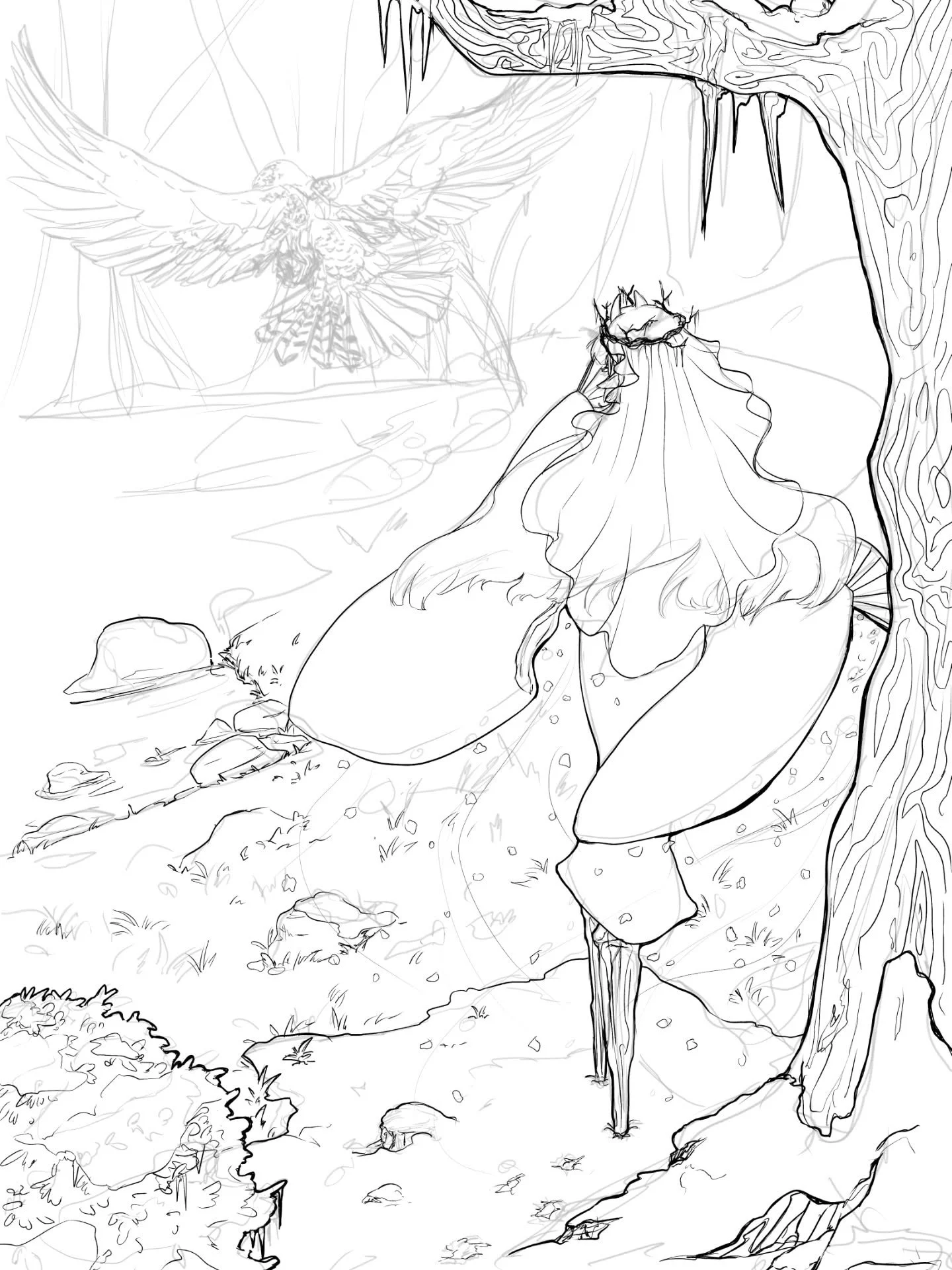 Working on the next winter illustrations, Okemia brings in winter with a dance like a slow snow flurry.  Im really glad i chose her for this specific project 😄 #oc #illustrations #wipart #wip #art #lineart #lineartillustration #originalcharacter #wi