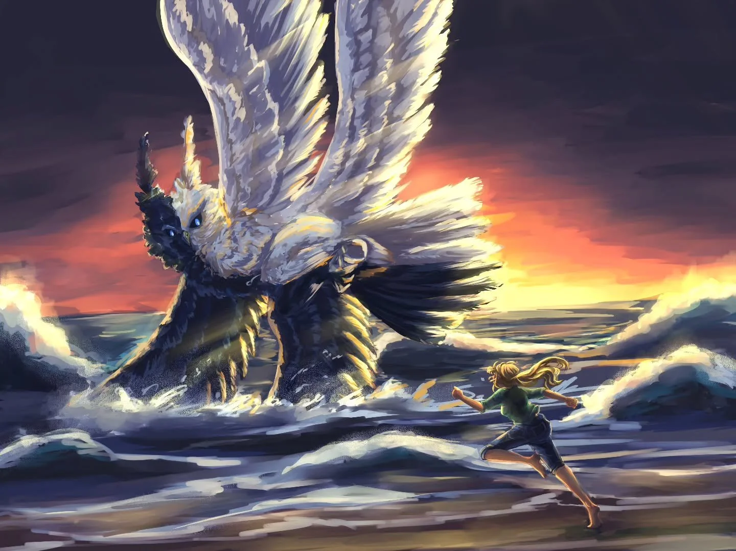 Paint that i did of my two Ocs Takeya and Keira. I wanted to be looser with this one as i usually tend to try blending everything to be a perfect smooth gradient. It was relaxing to be loose with some of the brush strokes. #art #illustrations #oc #cl