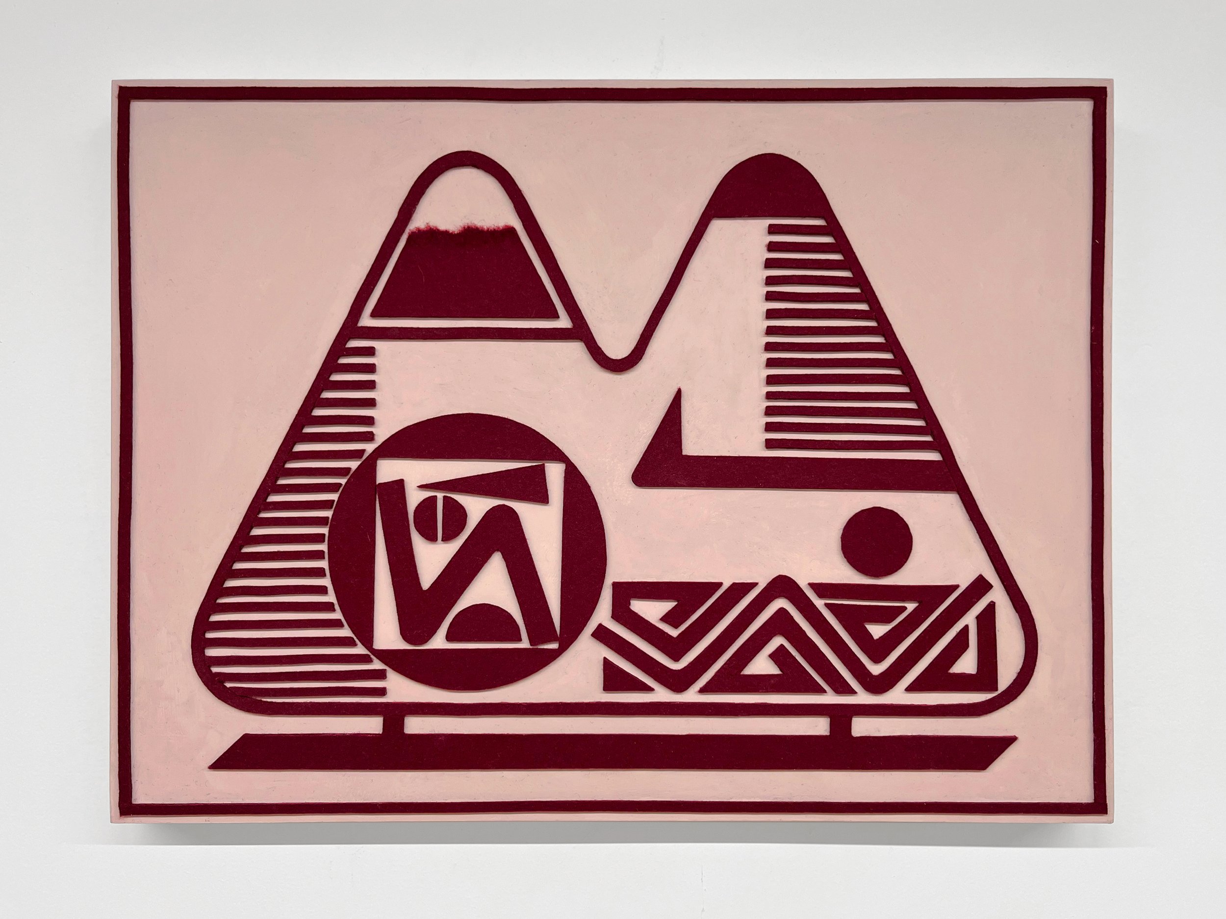untitled (009.2024), 2024 • Felt, homemade sculpting compound, chalk paint and wax on panel • Height: 18”, Width: 24”