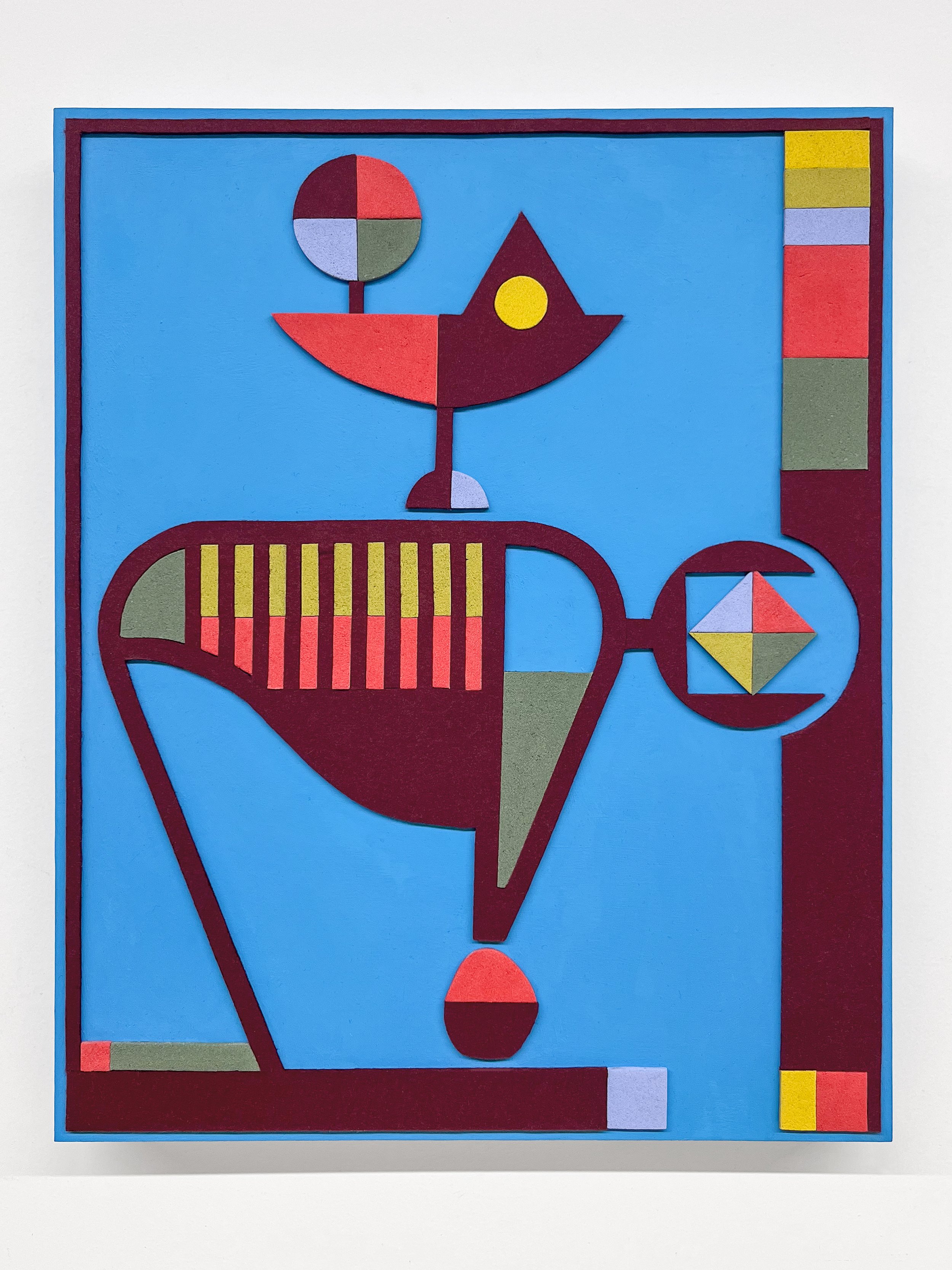 untitled (013.2024), 2024 •
Felt, homemade sculpting compound, chalk paint and wax on panel • Height: 20”, Width: 16”