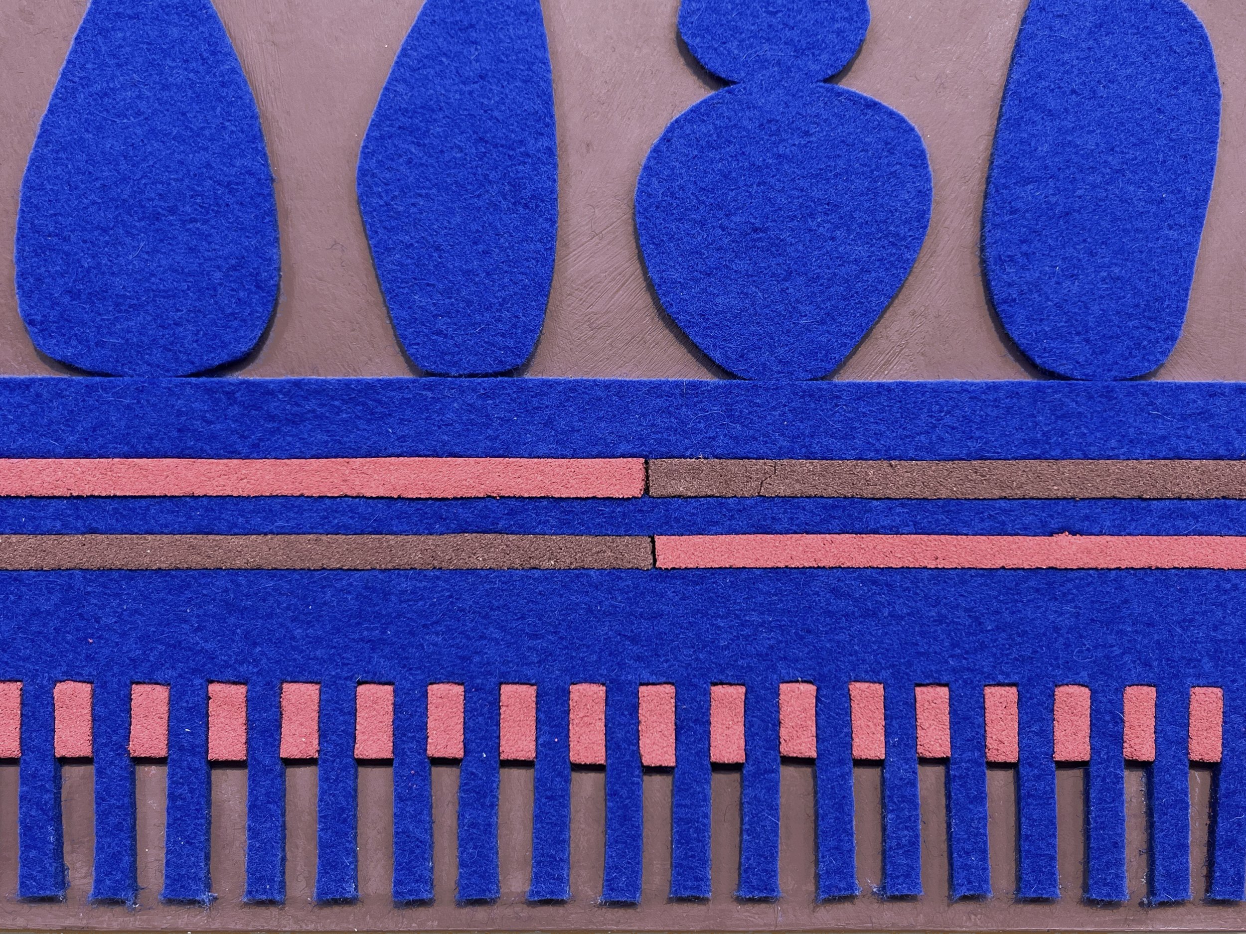untitled (012.2024), 2024 • Felt, homemade sculpting compound, chalk paint and wax on panel • Height: 18”, Width: 24”