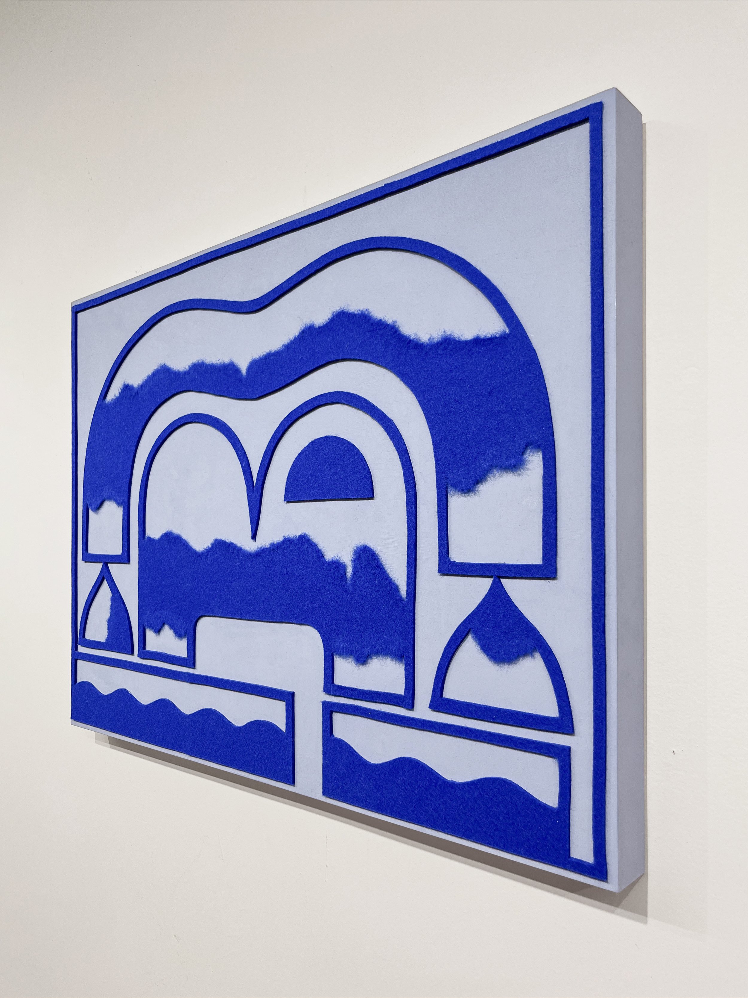 untitled (007.2024), 2024 • Felt, homemade sculpting compound, chalk paint and wax on panel • Height: 18”, Width: 24”