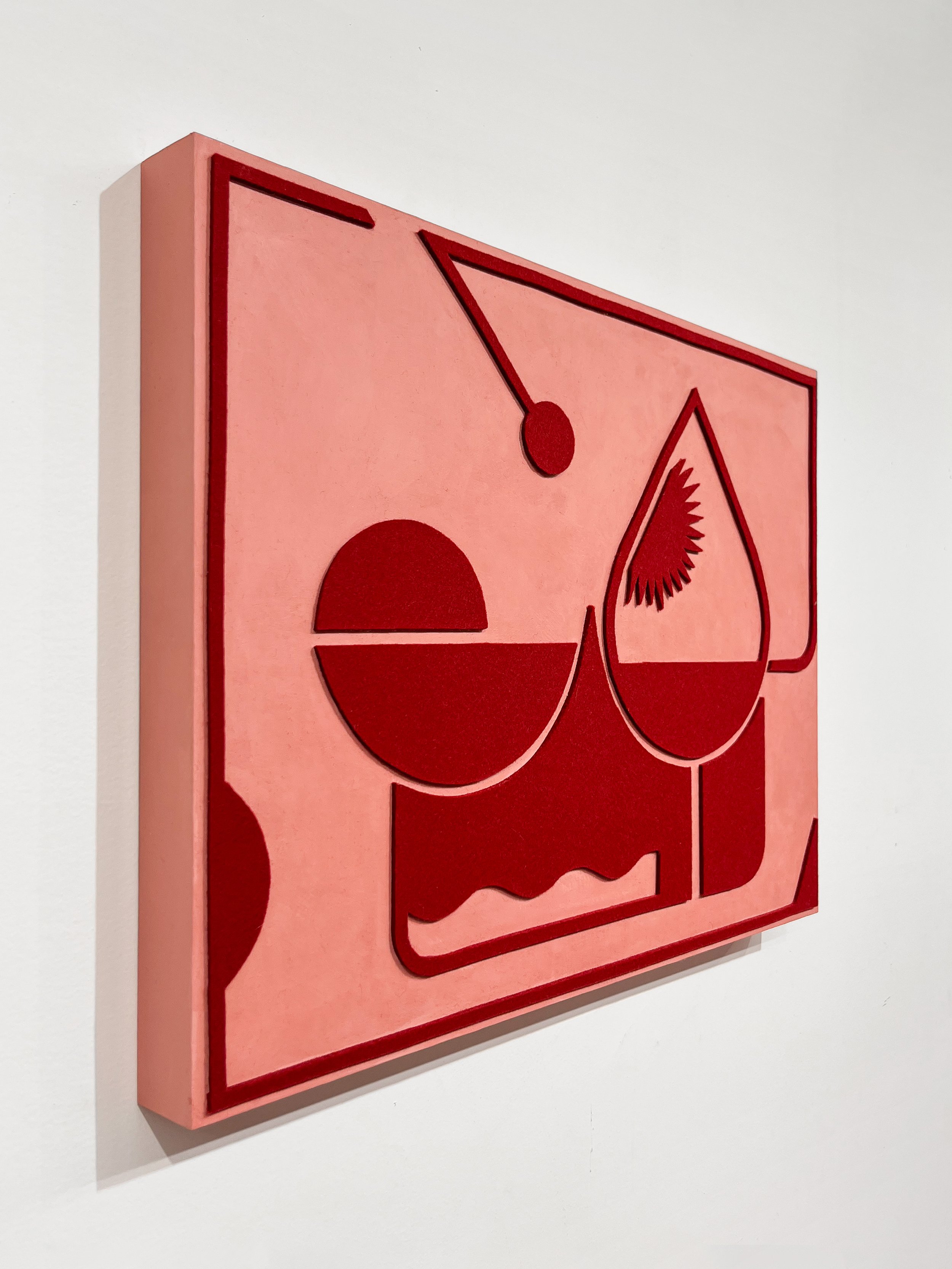 untitled (003.2024), 2024 • Felt, homemade sculpting compound, chalk paint and wax on panel • Height: 16”, Width: 20”