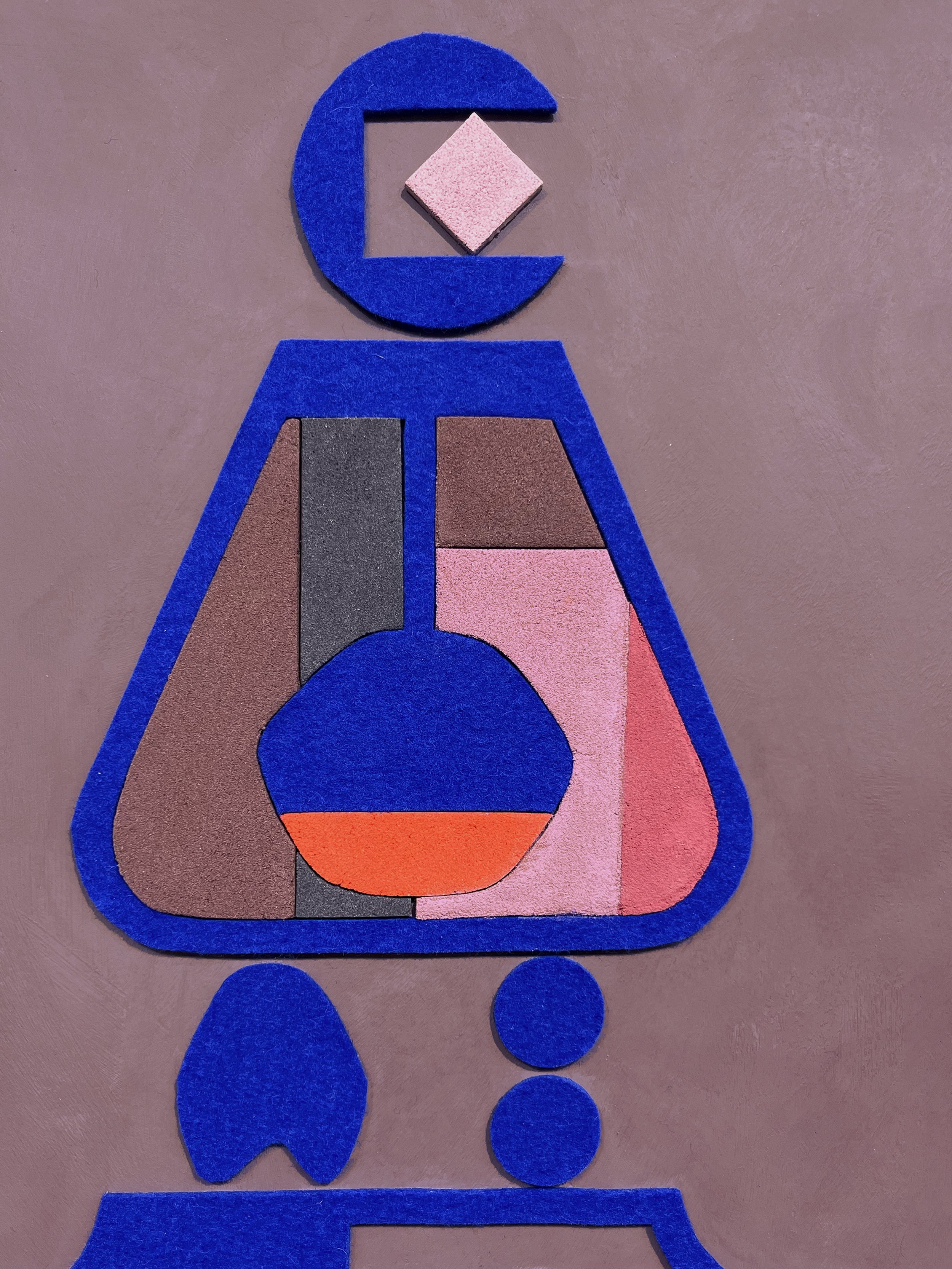 untitled (012.2024), 2024 • Felt, homemade sculpting compound, chalk paint and wax on panel • Height: 18”, Width: 24”