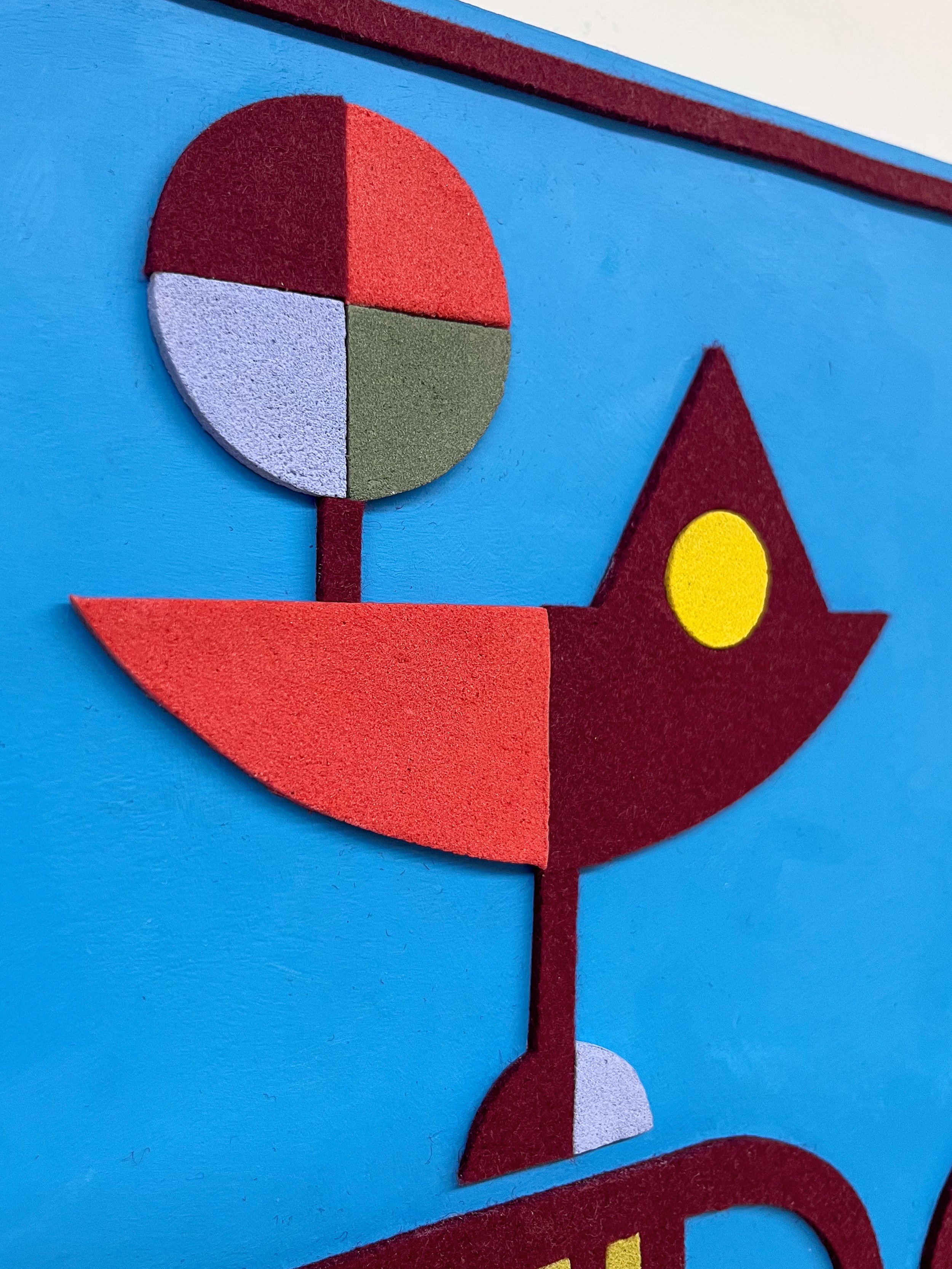 untitled (013.2024), 2024 •
Felt, homemade sculpting compound, chalk paint and wax on panel • Height: 20”, Width: 16”
