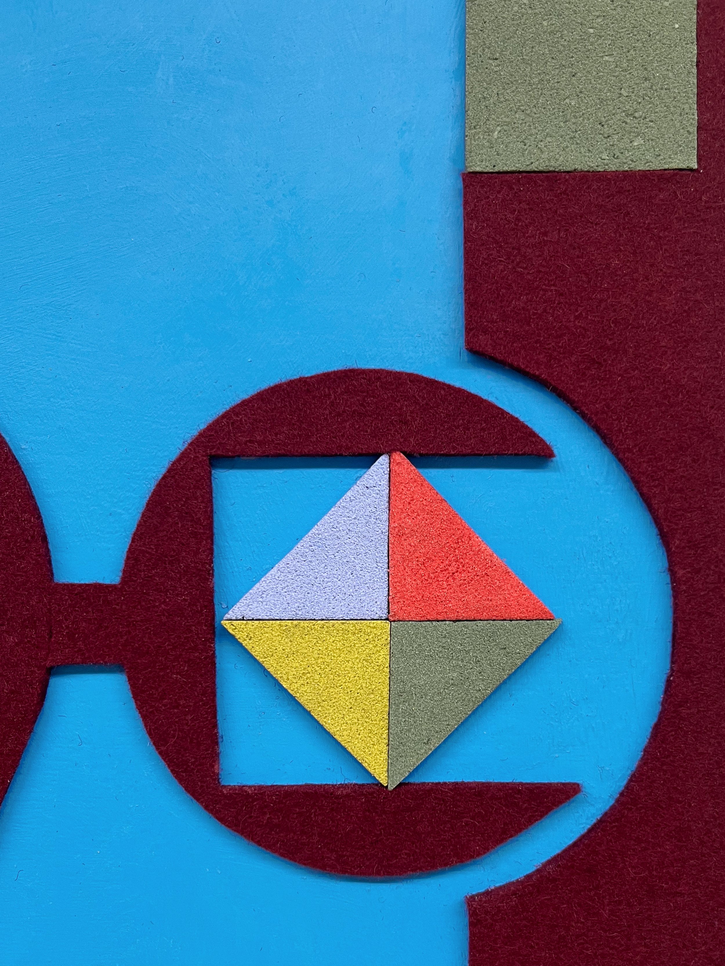 untitled (013.2024), 2024 •
Felt, homemade sculpting compound, chalk paint and wax on panel • Height: 20”, Width: 16”