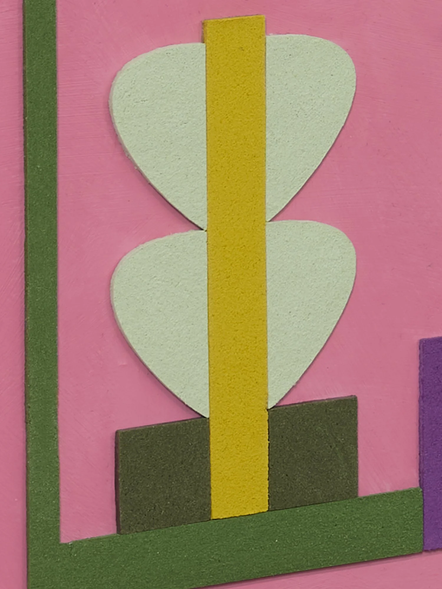 untitled (001.2026), 2026 • Felt, homemade sculpting compound, chalk paint and wax on panel • Height: 30”, Width: 24”