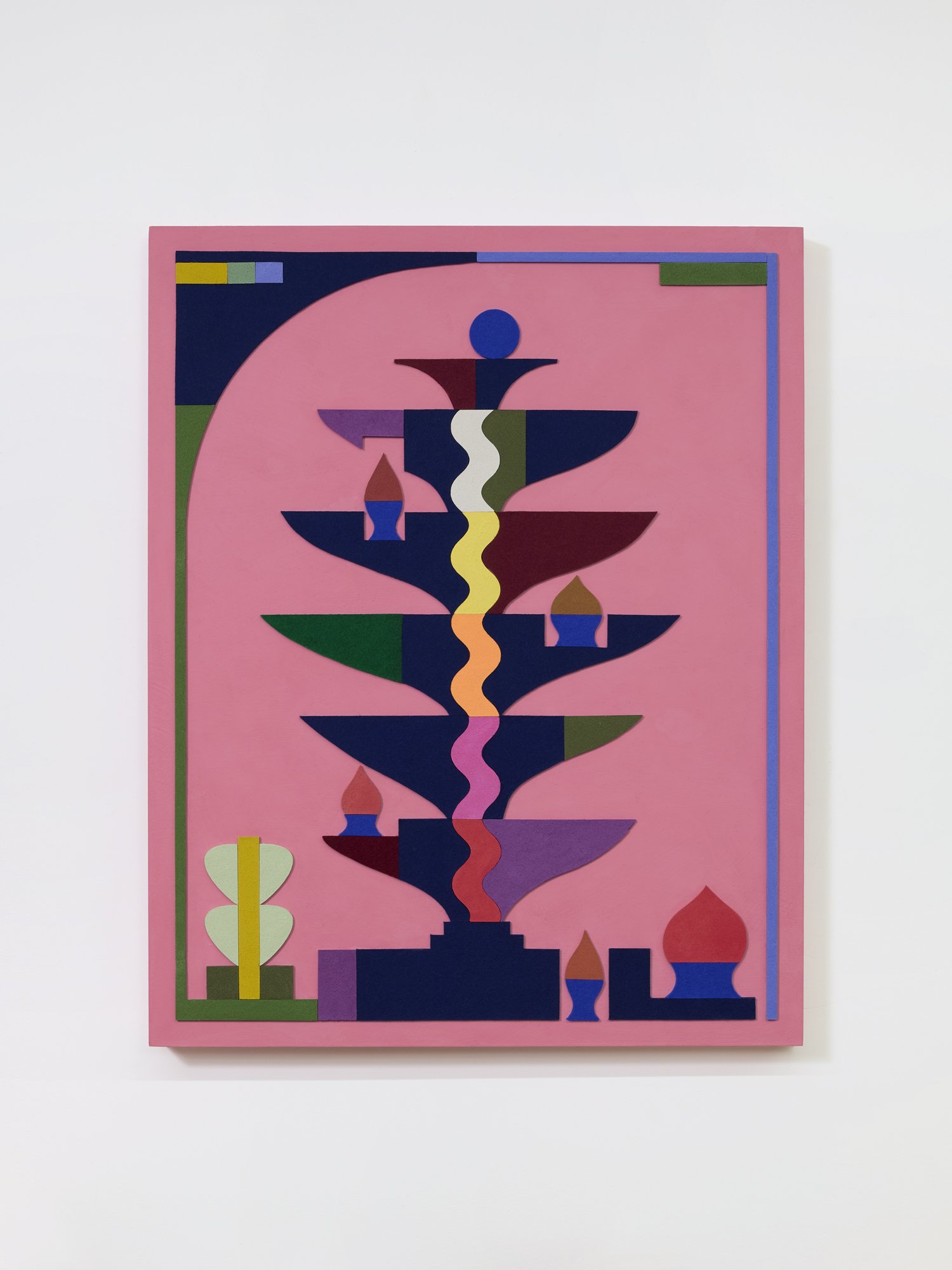 untitled (001.2026), 2026 • Felt, homemade sculpting compound, chalk paint and wax on panel • Height: 30”, Width: 24”