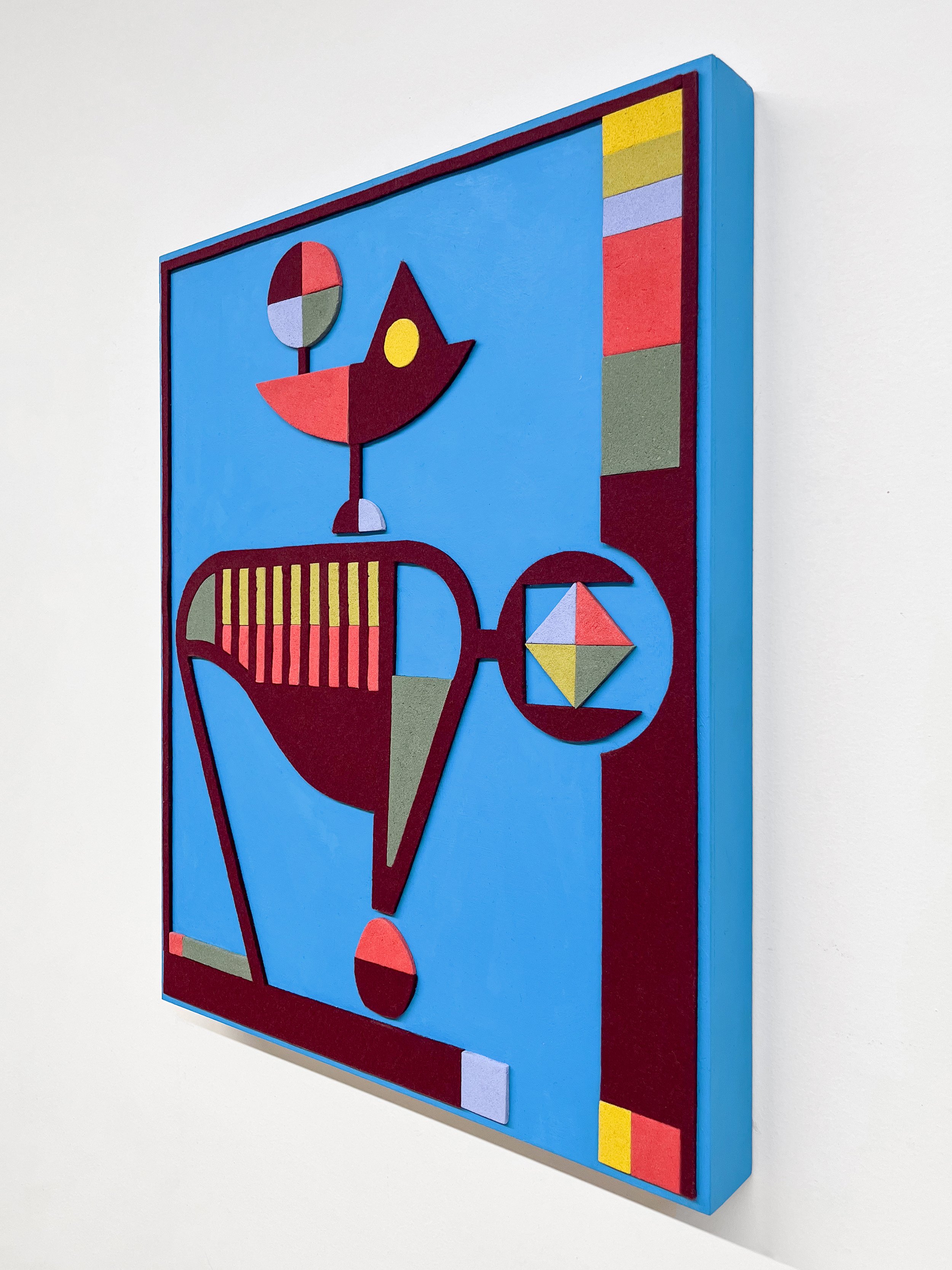 untitled (013.2024), 2024 •
Felt, homemade sculpting compound, chalk paint and wax on panel • Height: 20”, Width: 16”