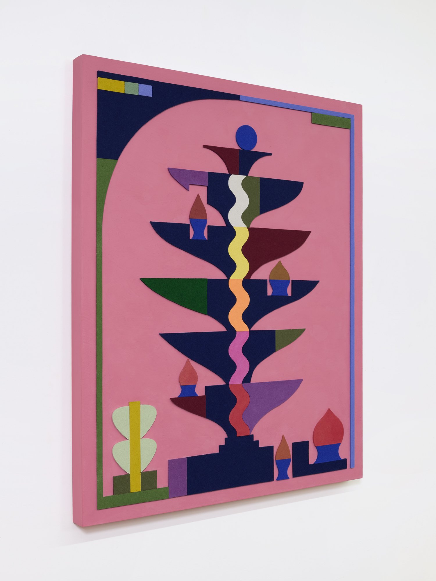 untitled (001.2026), 2026 • Felt, homemade sculpting compound, chalk paint and wax on panel • Height: 30”, Width: 24”