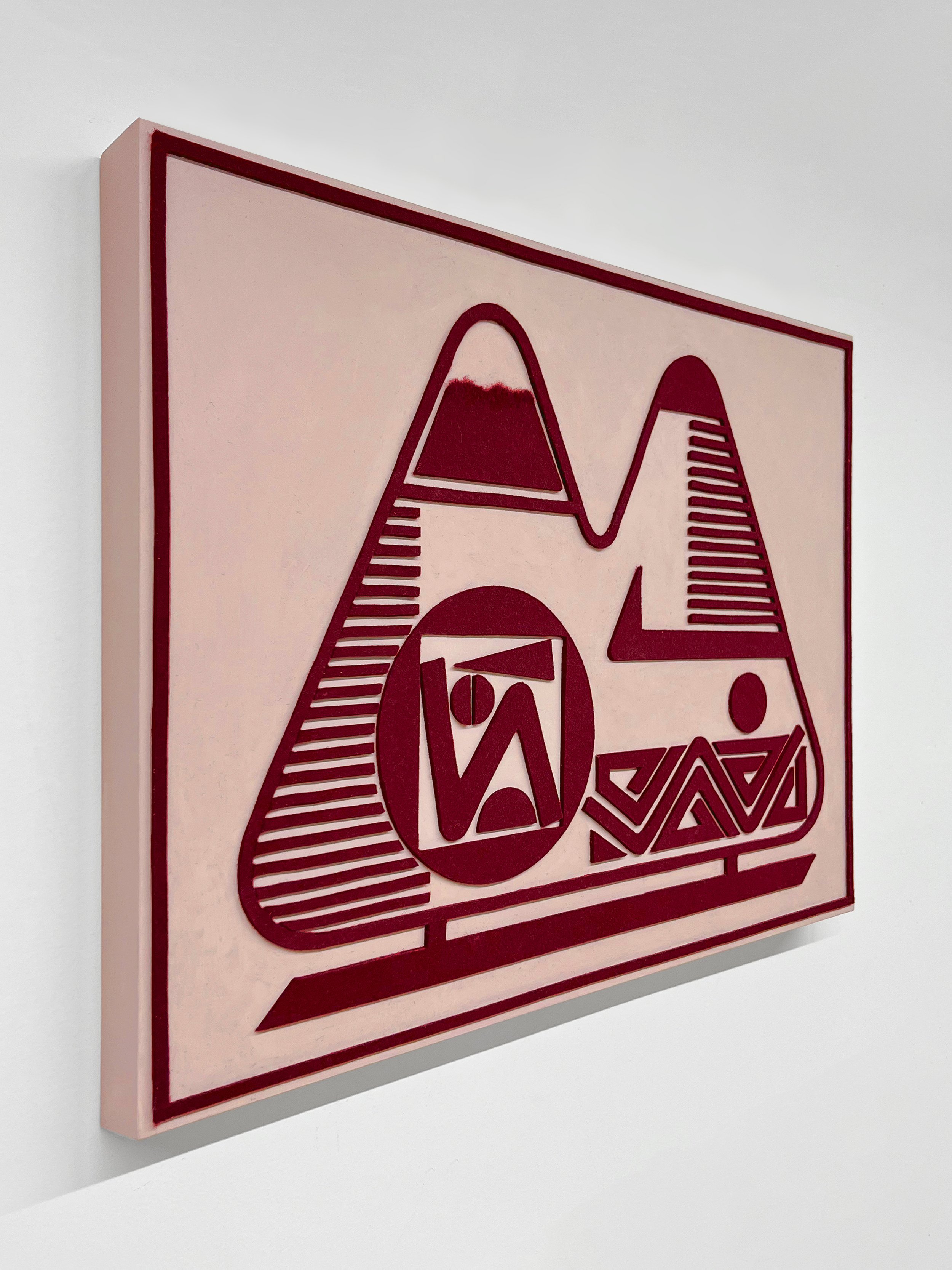 untitled (009.2024), 2024 • Felt, homemade sculpting compound, chalk paint and wax on panel • Height: 18”, Width: 24”